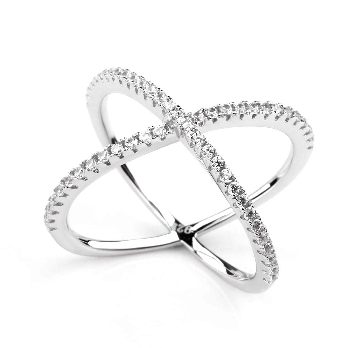 SOMEN 925 Sterling Silver Tungsten Criss Cross Ring with CZ Stones - Eternity, Engagement & Wedding Band for Women & Men (Size 3-13) - Perfect for Anniversaries, Proposals & Special Occasions