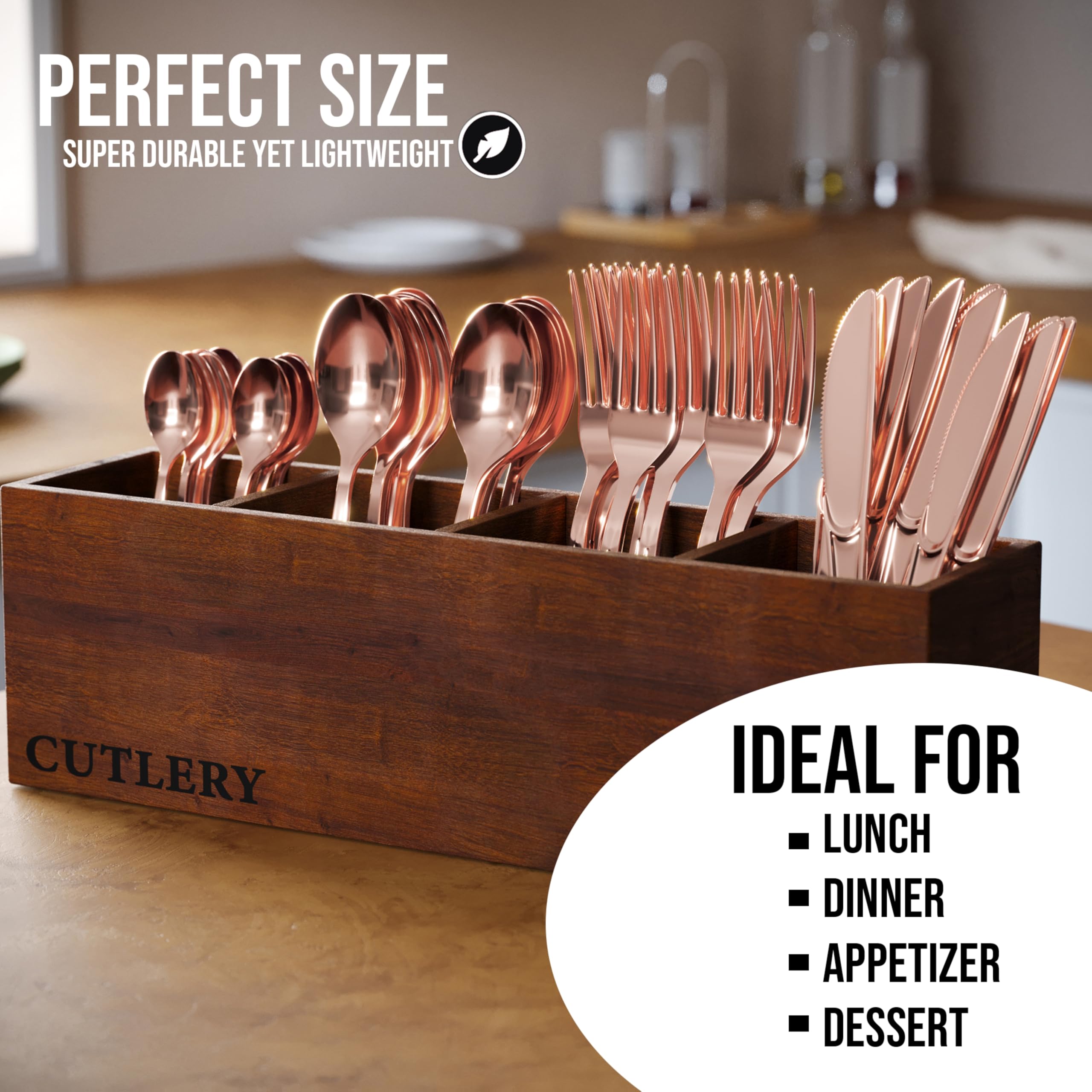 Premium Rose Gold Plastic Knives - Heavy Duty 160-Piece Disposable Cutlery Set | Elegant Flatware for Wedding, Birthday Party, Picnic & Catering Events - Durable & Stylish Eating Utensils