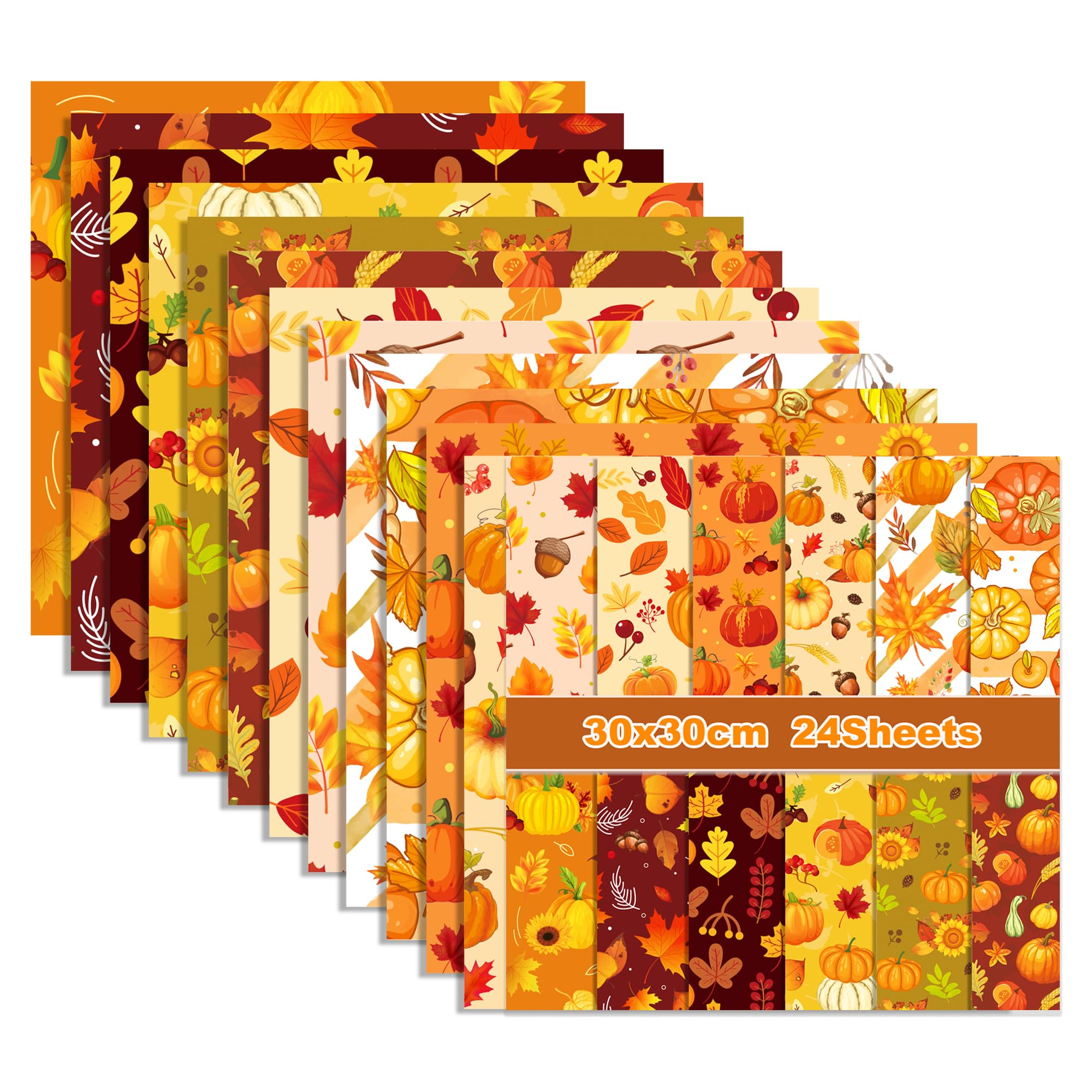 24 Sheet Thanksgiving Scrapbook Paper Pad - 12