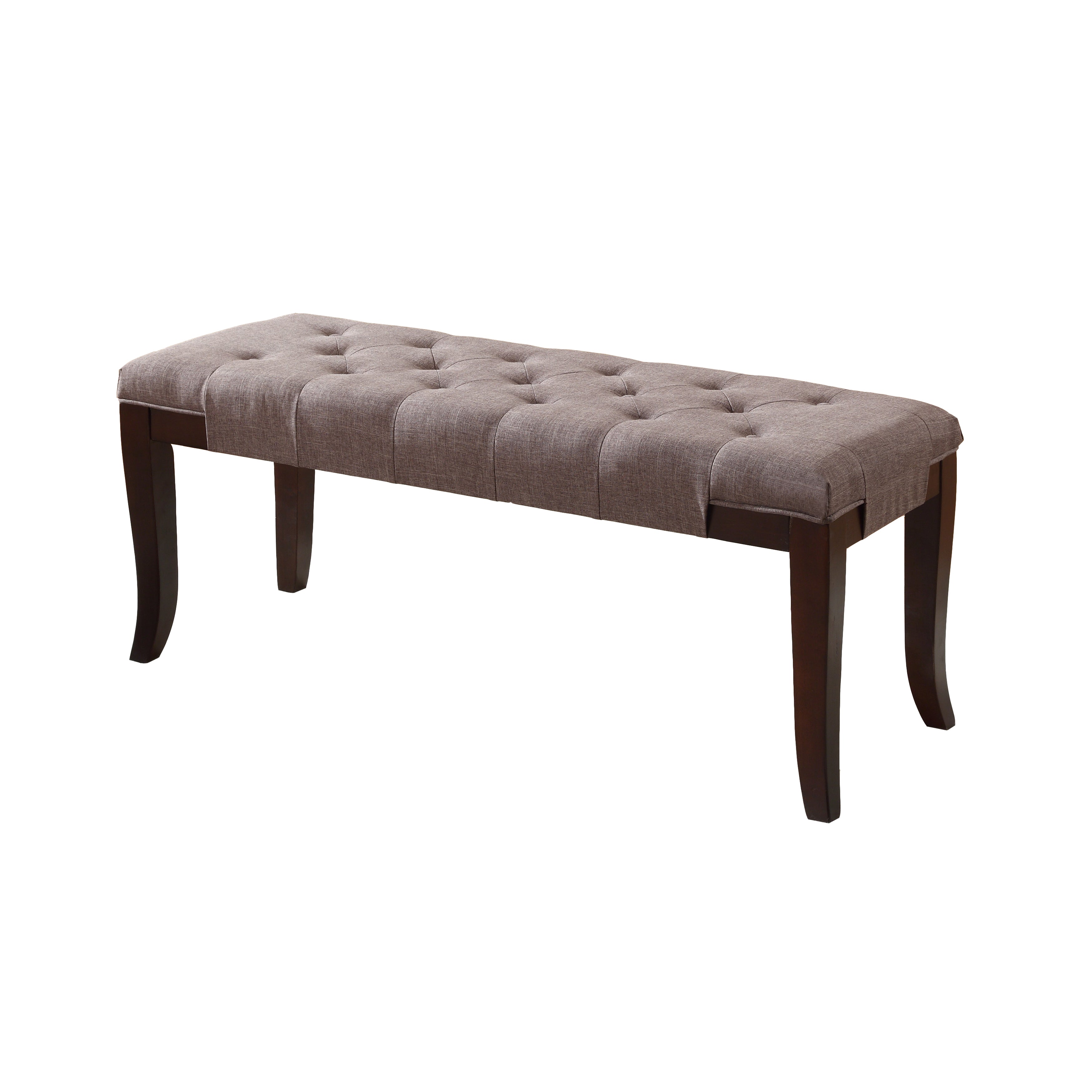 Roundhill Furniture Linon Fabric Tufted Ottoman Bench - Brown Storage Footrest with Button Tufting for Living Room, Bedroom & Entryway