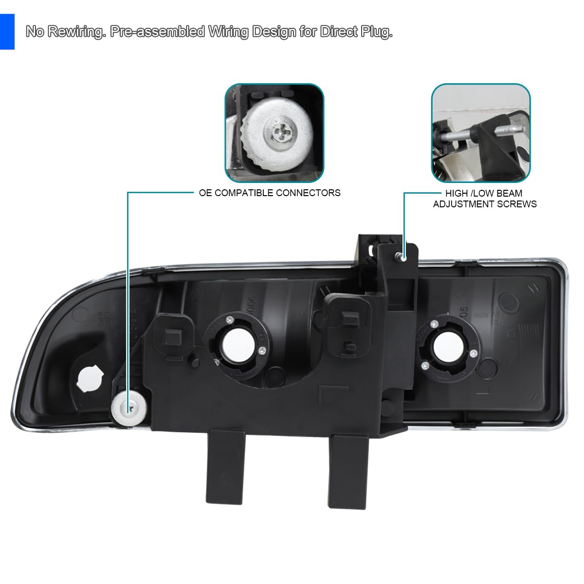 Spec-D Tuning Black Headlights & Bumper Lights for 1998-2004 Chevy S10 Blazer - Left & Right Pair Headlamp Assembly - Upgrade Your Ride for Night Driving & Off-Road Adventures
