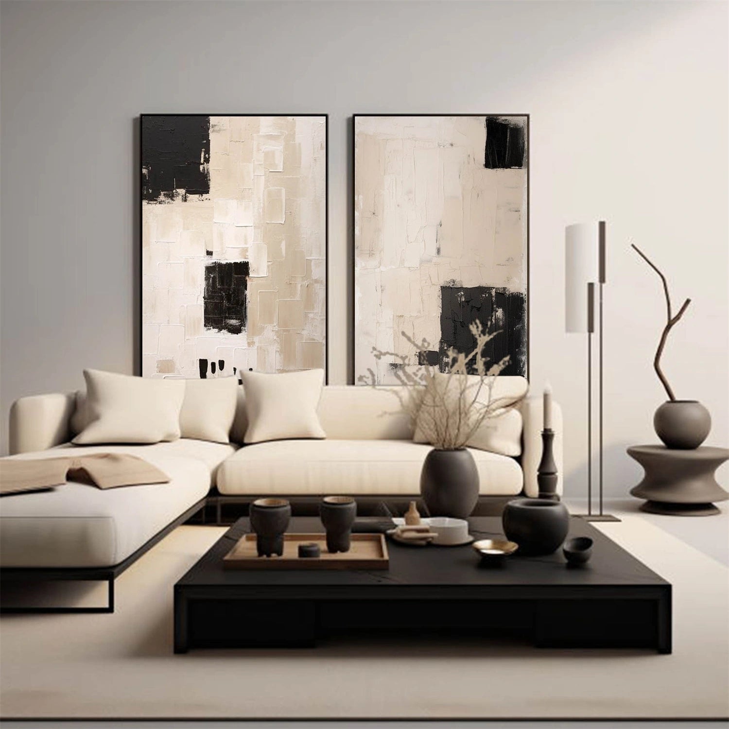 Abstract Tranquility Wall Art Set of 2 - Modern Minimalist Canvas Prints for Living Room, Bedroom & Office Decor - Perfect for Home & Office Wall Decorations