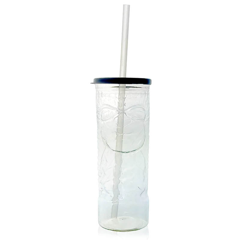 BarConic® Tiki Cup with Lid & Straw - 16oz Reusable Plastic Tumbler for Cocktails, Smoothies & Iced Coffee - Color Options - Perfect for Beach Parties, Poolside Drinks & Tropical Themed Events