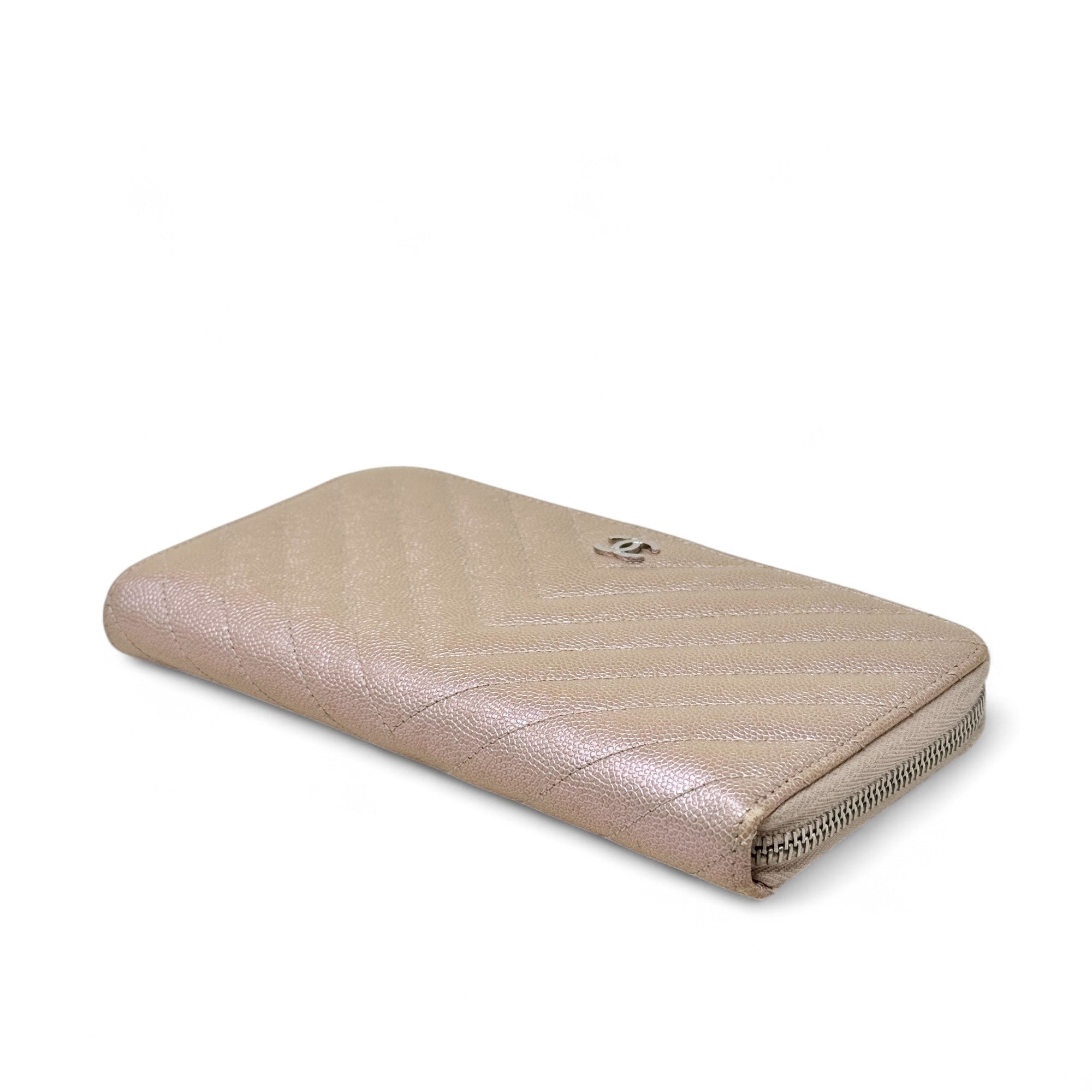 Chanel 17B Rose Gold Chevron Zip Wallet - Luxury Designer Wallet for Women | Perfect for Everyday Use, Travel & Special Occasions