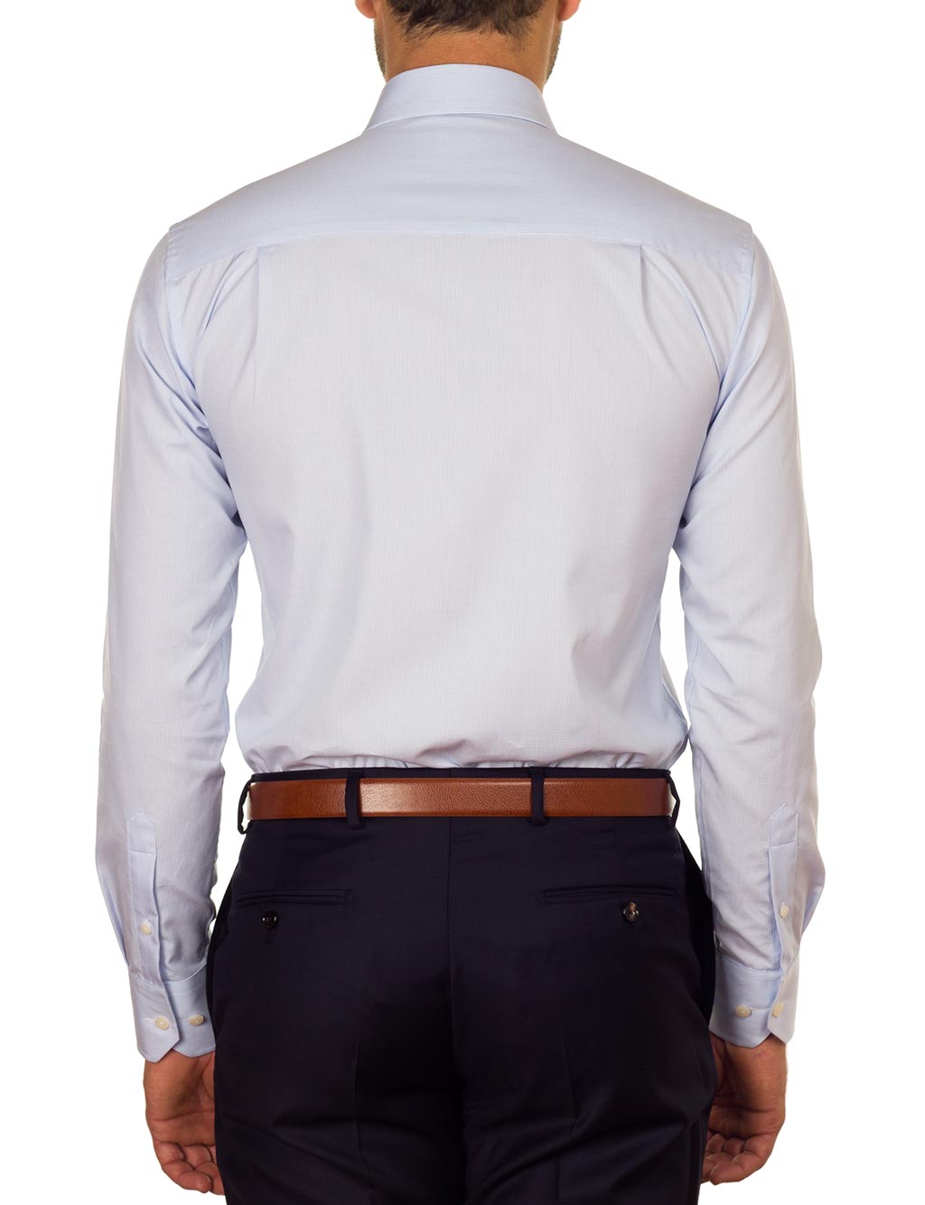 Premium Blue Textured Stripe Slim Fit Business Dress Shirt for Men - Perfect for Office, Interviews & Formal Occasions