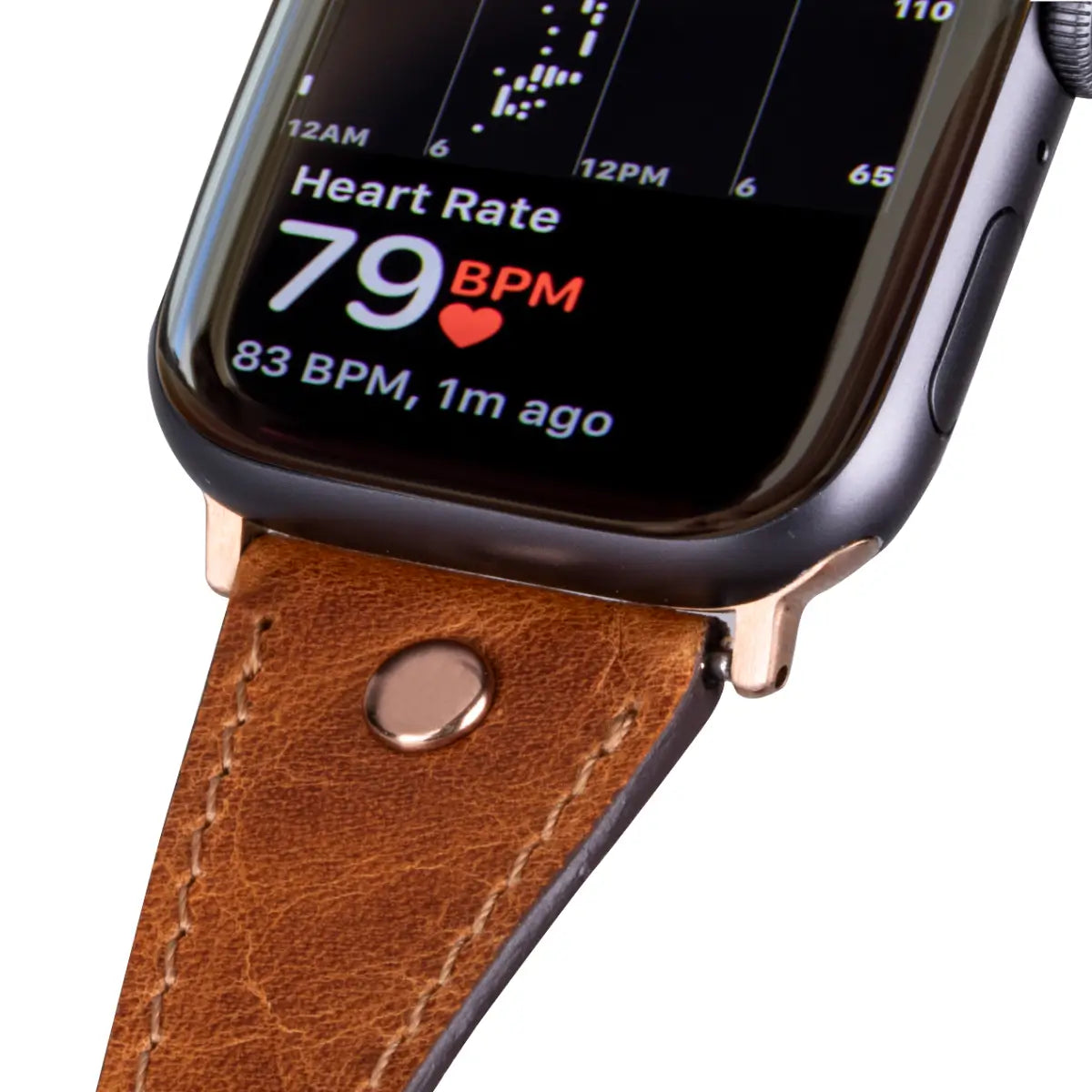 Camel Brown Leather Double Tour Slim Apple Watch Band with Gold Rivet - Stylish & Durable Replacement Strap for Work, Travel & Everyday Wear