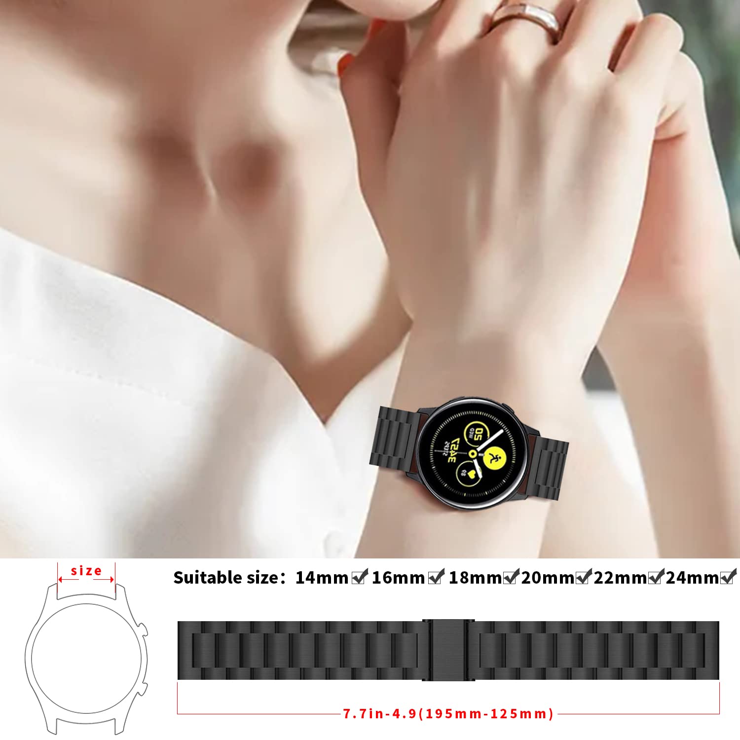 Premium Stainless Steel Apple Watch Band - Quick Release 14mm 16mm 18mm 20mm 22mm 24mm Sizes - Luxury Metal Watch Strap for Men & Women - Perfect for Workouts, Office & Everyday Wear