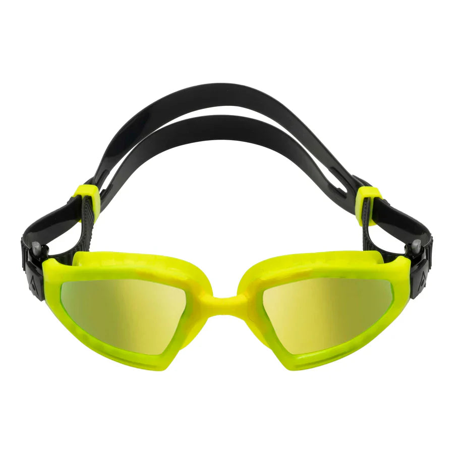 AquaSphere Kayenne Pro Adult Swimming Goggles - Yellow Titanium Mirrored Lens for Competitive Swimming & Triathlon Training