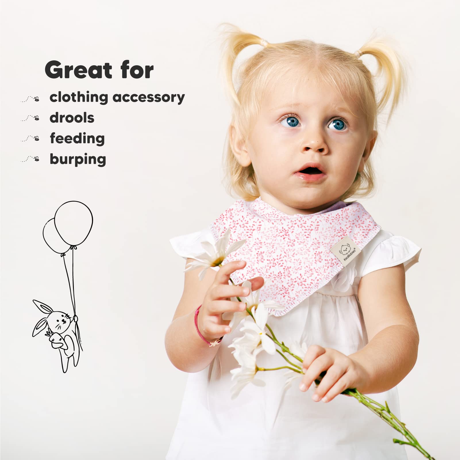 KeaBabies Organic Cotton Toddler Pillow & Bandana Drool Bibs Set - 2 Soft Baby Pillows (13x18) & 10 Absorbent Bibs for Boys & Girls - Perfect for Naptime, Travel & Messy Meals