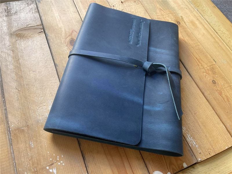 Premium Custom Blue Leather Bound Journal - Handmade Personalized Notebook for Writing, Sketching & Gift Giving - Perfect for Travel, Office & Daily Use