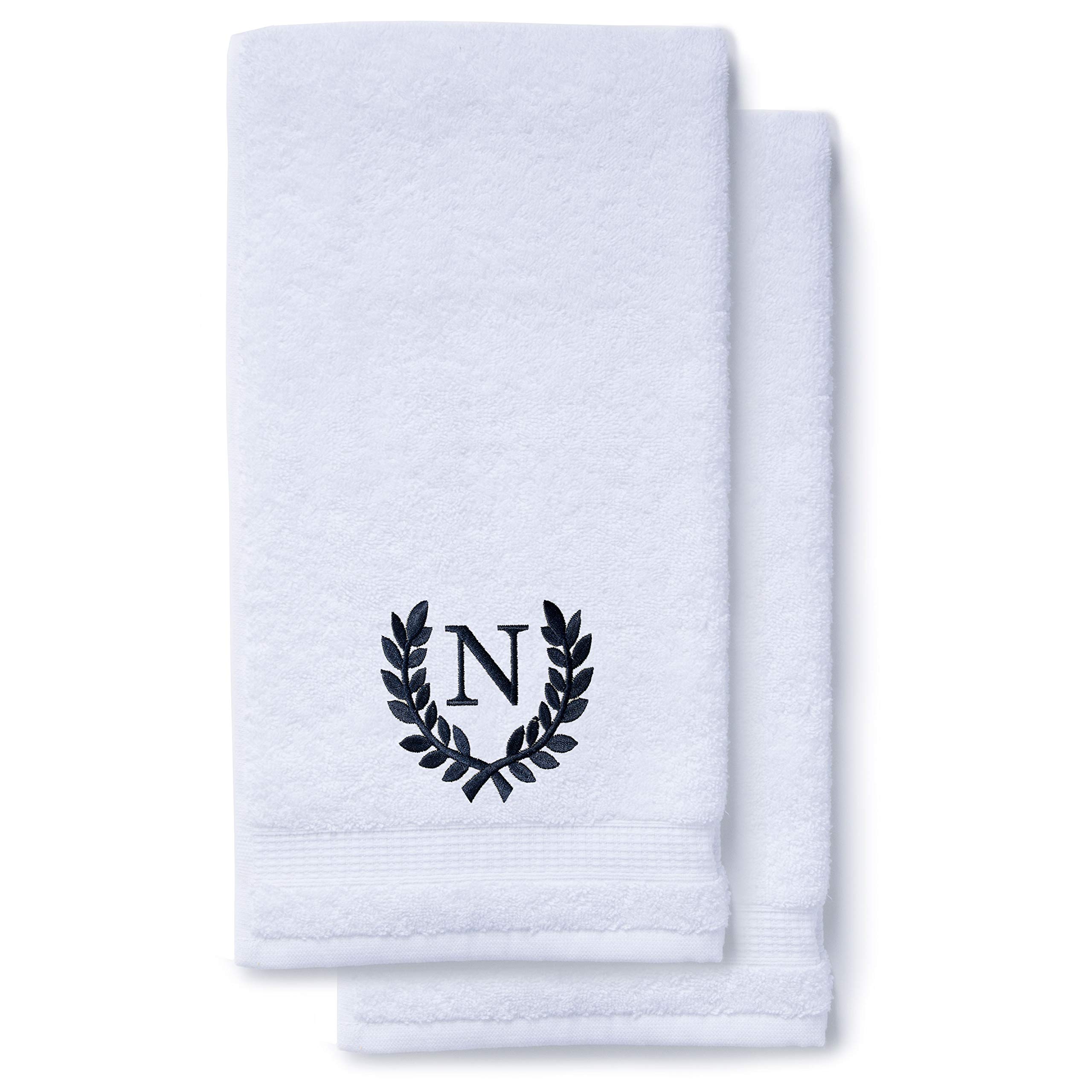 Personalized Monogrammed Hand Towels Set of 2 - Luxury Turkish Bath & Kitchen Towels 16x30 Inch | Custom Wedding Bridal Gift, Spa & Makeup Towels | Roman Font Embroidery | Perfect for Home Decor, Guest Bathrooms & Bridal Showers
