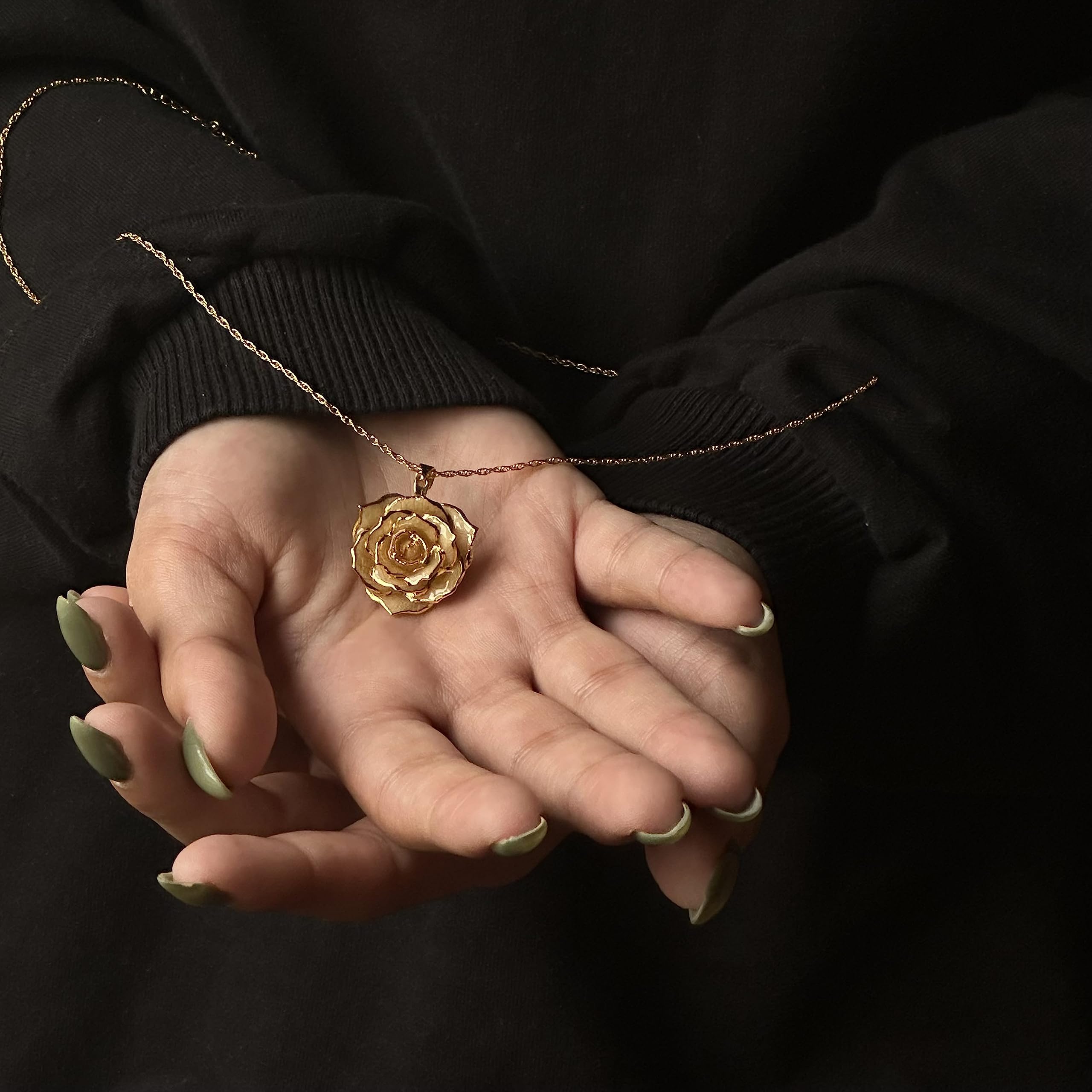 24K Gold Dipped Eternal Rose Necklace - Real Preserved Flower Jewelry for Women, Anniversary Gifts & Romantic Occasions