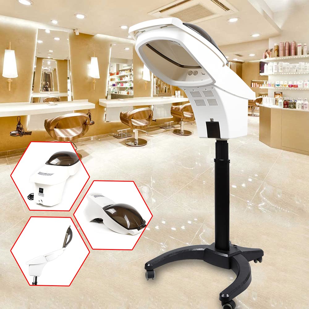 Professional Salon Hair Steamer Machine with Ozone Therapy - 700W Steam Spa for Hair Dye, Deep Conditioning & Oil Treatment - LCD Display & Timer (110V White) - Perfect for Salons & At-Home Hair Care