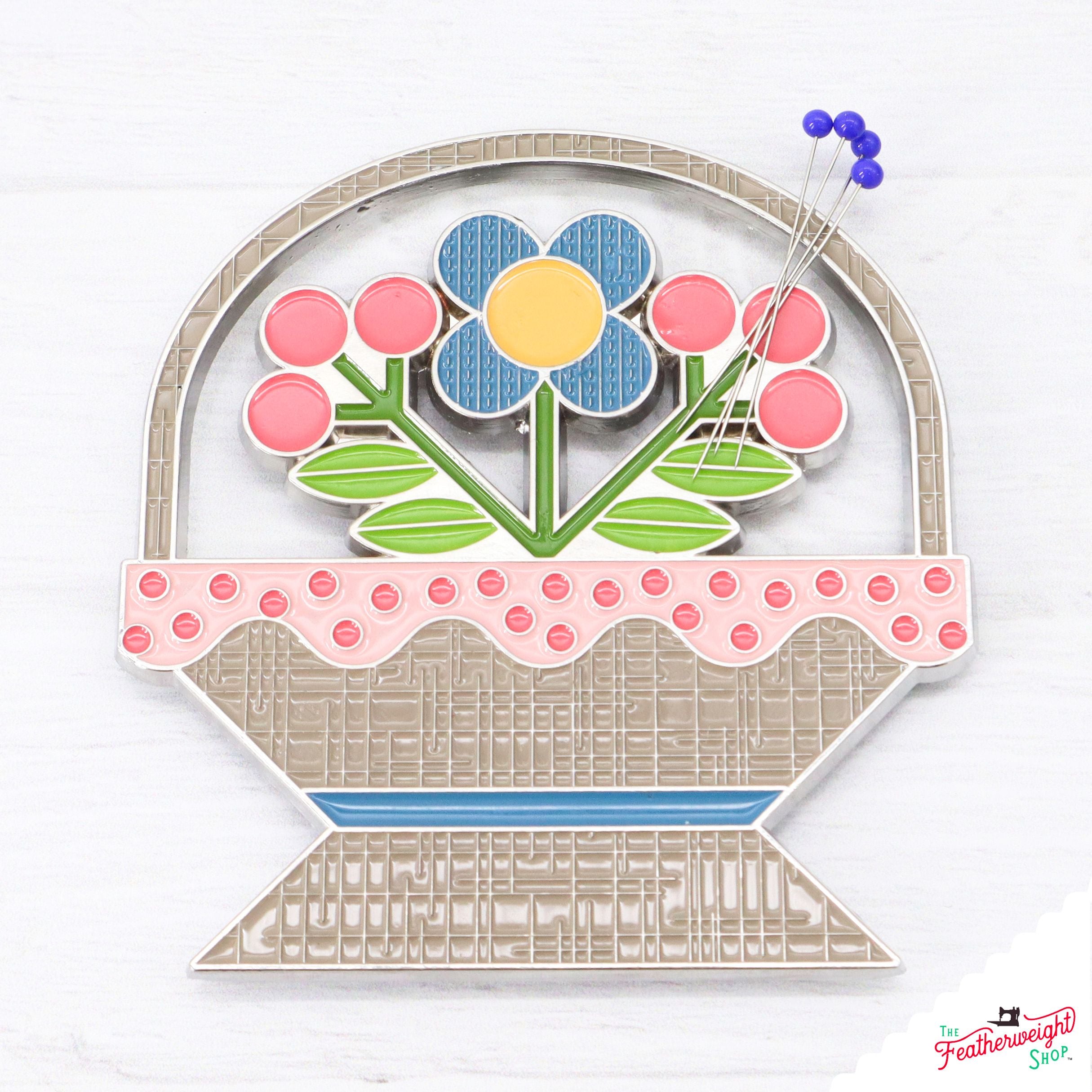 Lori Holt Flower Basket Needle Minder - Magnetic Pin Cushion for Sewing, Quilting & Embroidery - Perfect for Crafters and DIY Enthusiasts