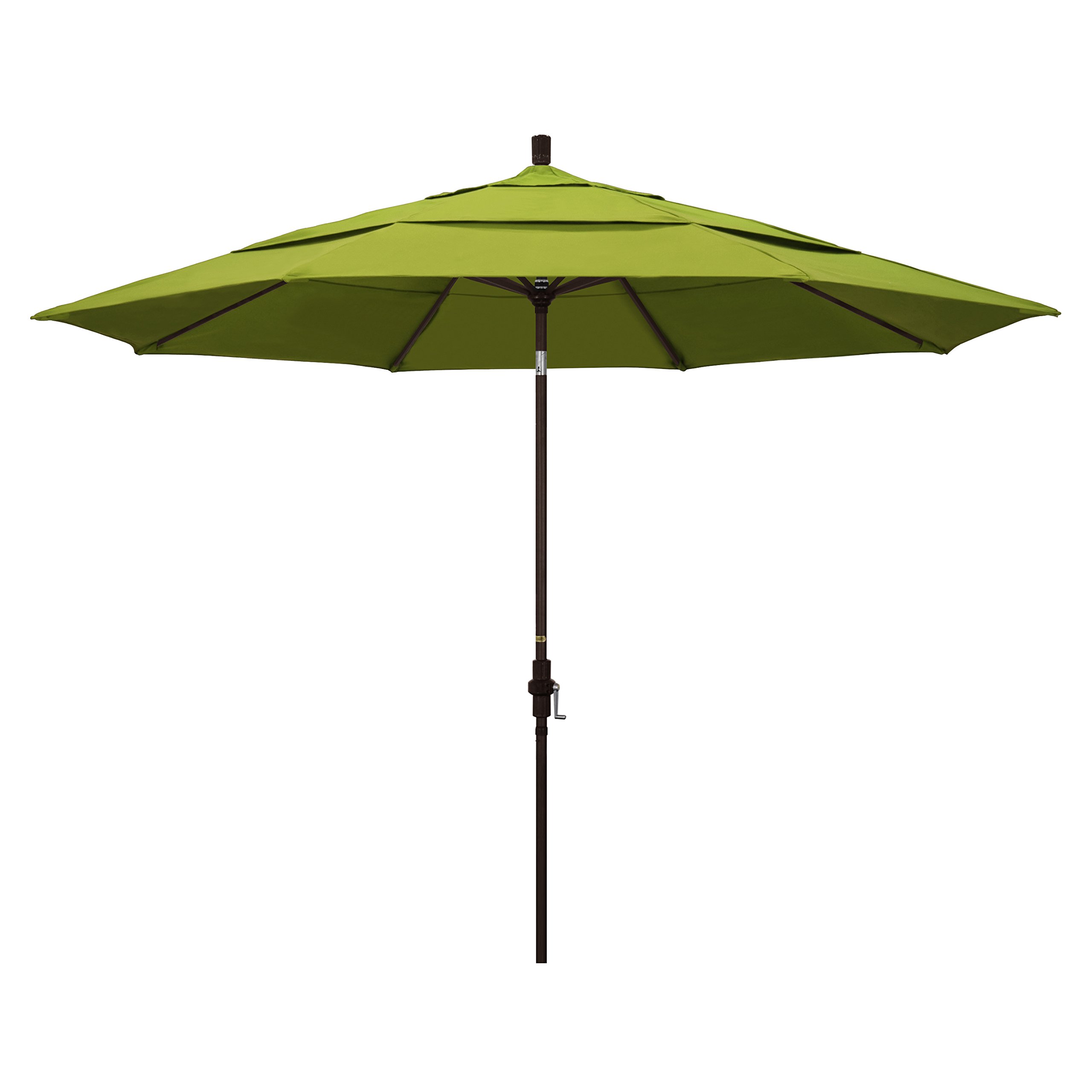 11' Round Aluminum Market Umbrella with Crank Lift & Tilt - Bronze Pole Pacifica Ginkgo Design - Perfect for Patio, Garden, Poolside, and Outdoor Dining Areas