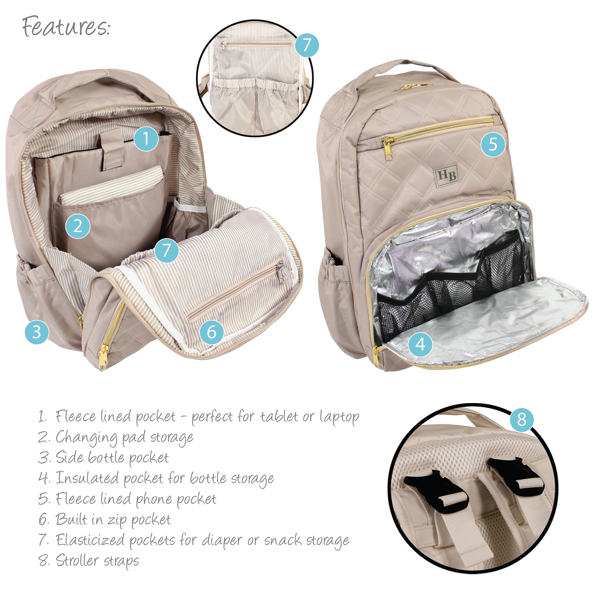 Hudson Baby Unisex Premium Diaper Backpack with Changing Pad - Taupe, One Size - Perfect for Travel, Daycare & On-the-Go Parents