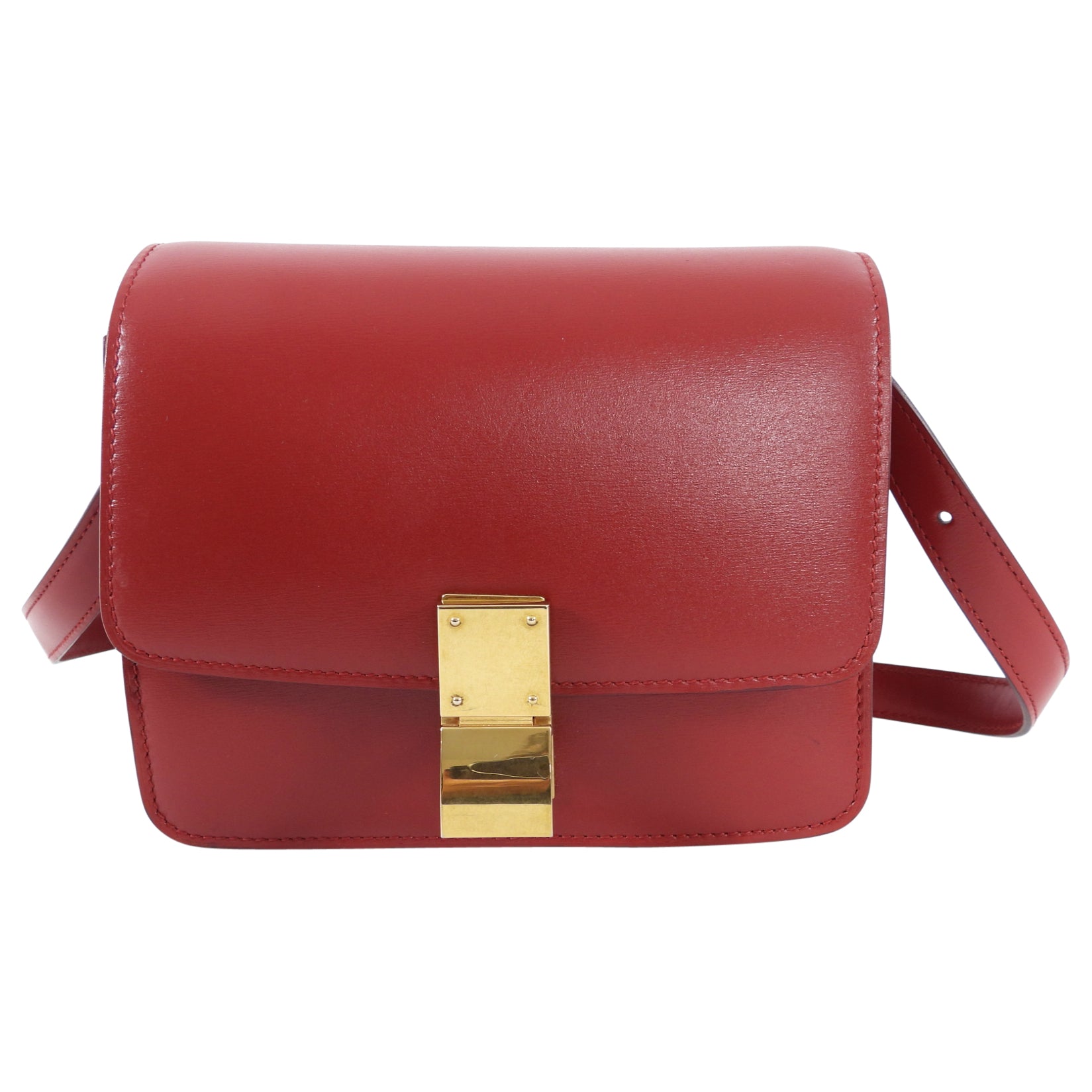 Celine Small Classic Red Leather Box Bag - Luxury Crossbody Handbag for Women | Perfect for Date Night, Parties & Everyday Use