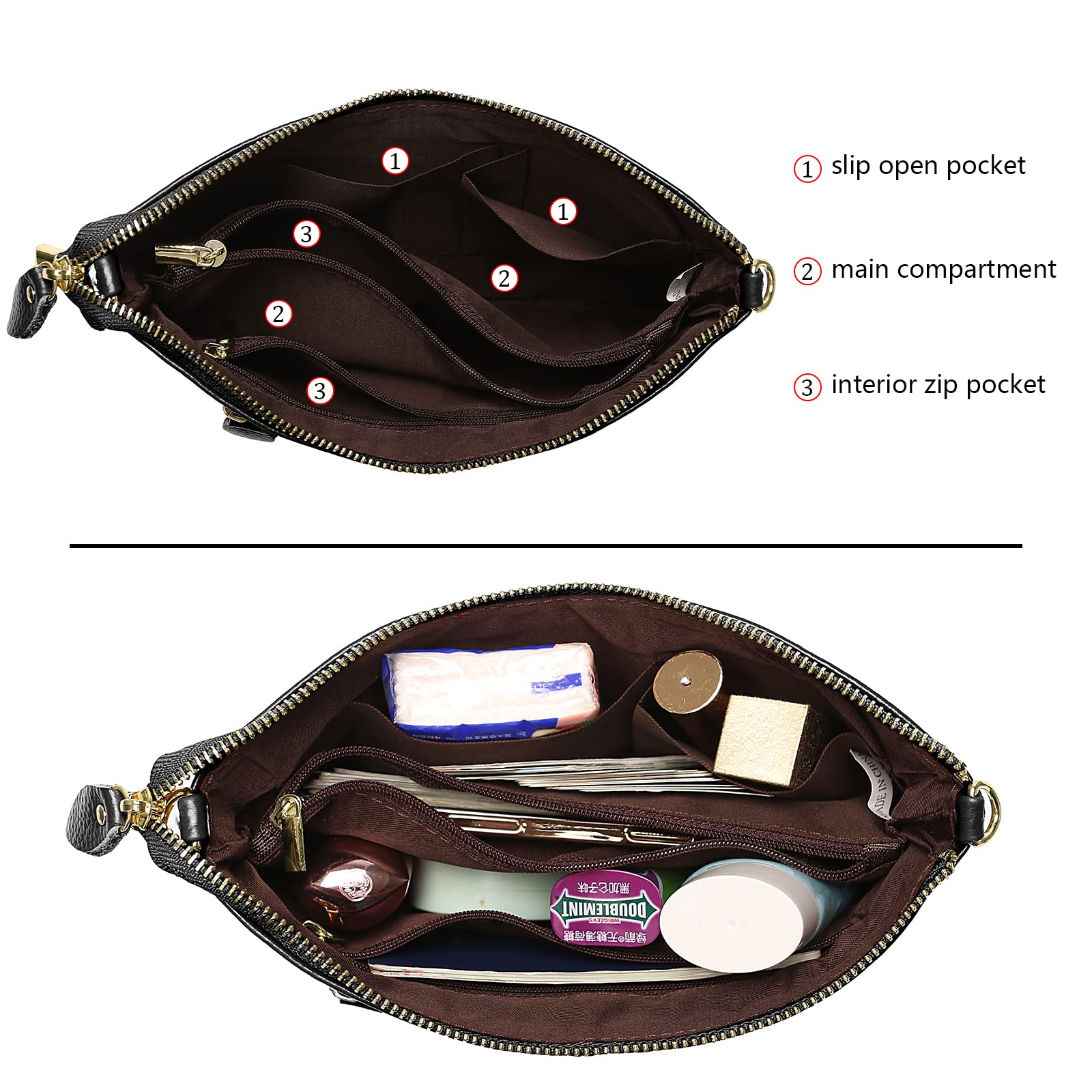 Uromee Genuine Leather Wristlet Wallet Clutch Purse for Women - Crossbody Handbag with Detachable Shoulder Strap | Perfect for Parties, Date Nights & Everyday Use