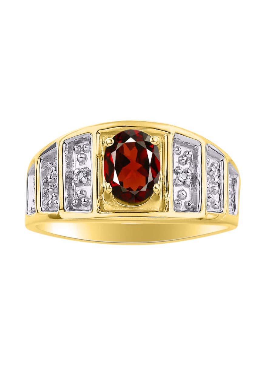 RYLOS 14K Gold Plated Sterling Silver Rings for Women - 7x5mm Oval Gemstone & Genuine Diamond Birthstone Jewelry | Classic Elegant Rings for Women & Girls (Sizes 5-10) | Perfect for Anniversary Gifts, Birthday Presents & Everyday Wear