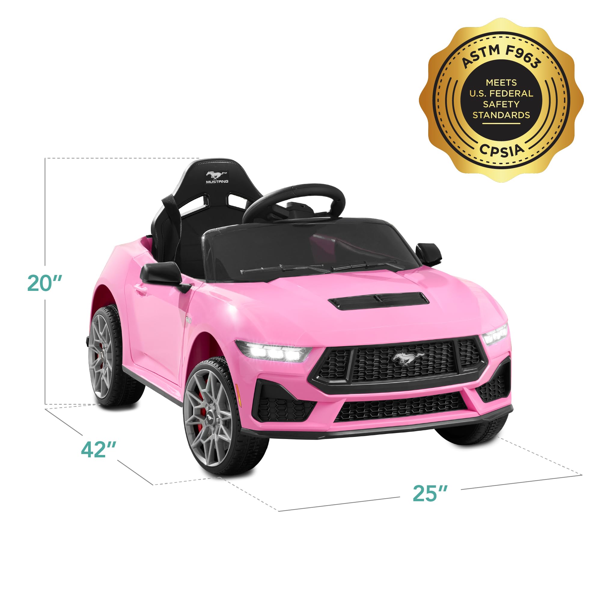 Best Choice Products 12V Electric Ride-On Car for Kids - Officially Licensed Ford Mustang with Parent Remote Control, LED Lights, 2 Speed Modes & Bluetooth - Pink | Perfect for Birthday Gifts, Outdoor Play & Pretend Driving Fun