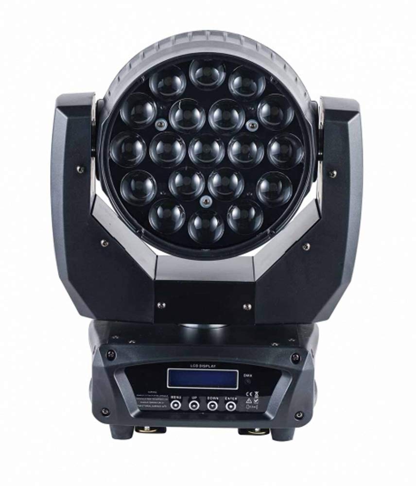 19x15W RGB LED Wash Lights with Zoom & Moving Head - 2 Pack Stage Lighting Kit with Flight Case for Concerts, DJ Shows & Theater Performances