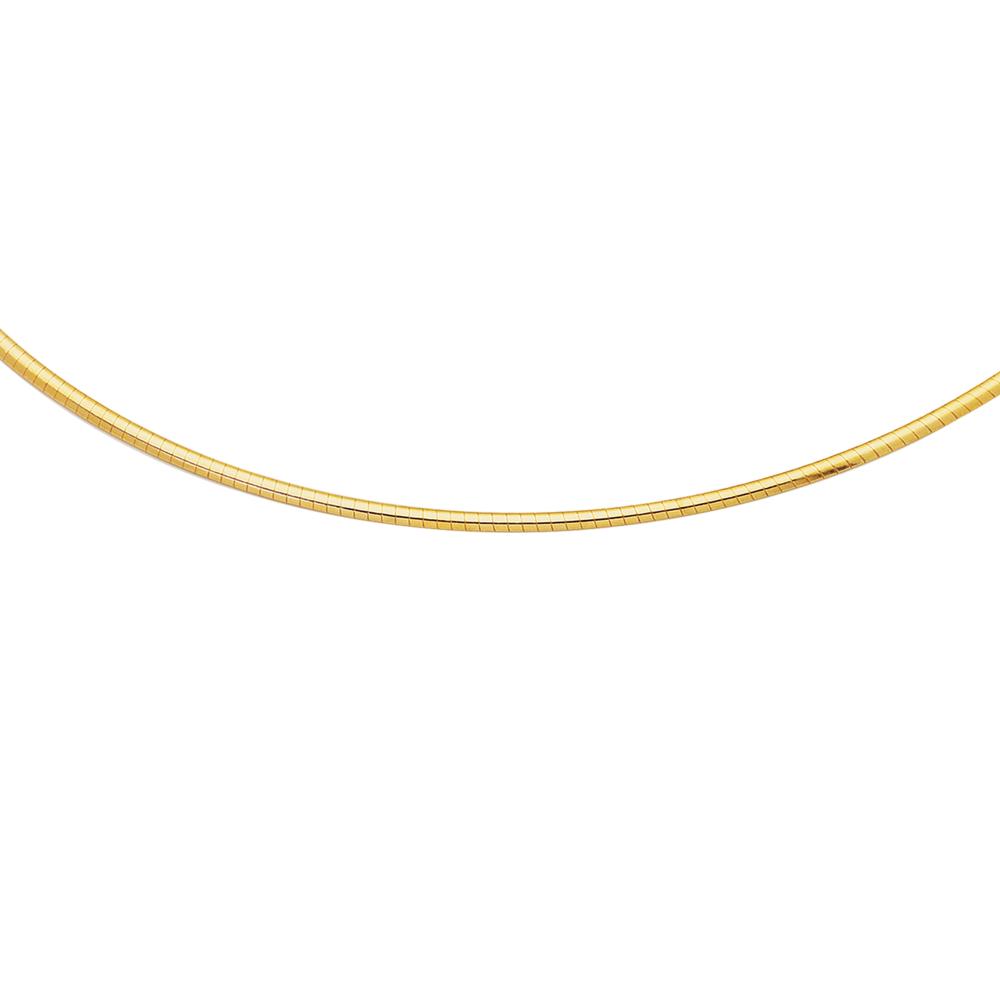 14K Gold 2mm Classic Omega Chain Necklace for Women - Elegant Minimalist Jewelry for Everyday Wear, Gifts & Special Occasions