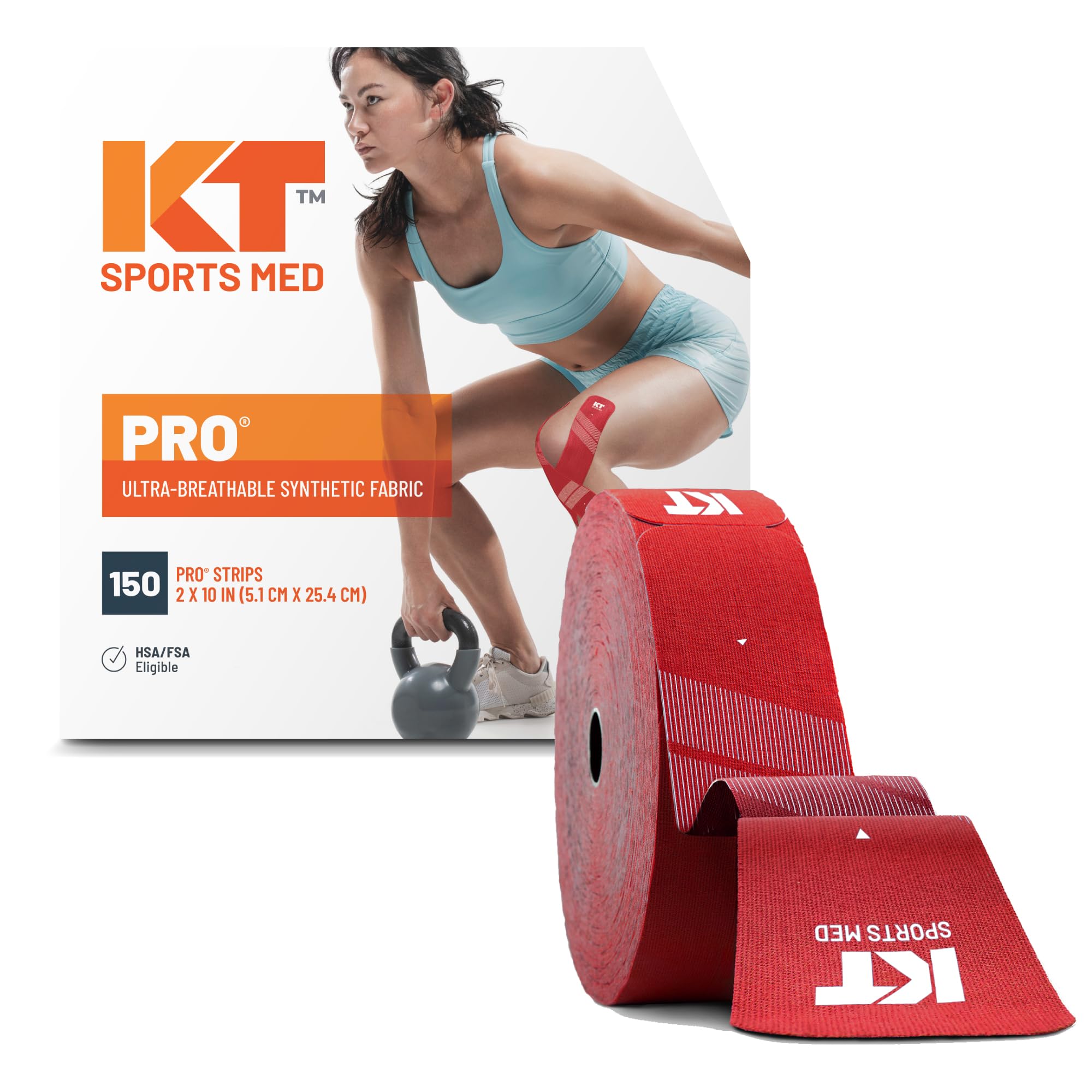 KT Tape Pro Synthetic Kinesiology Athletic Tape - 150 Precut Strips (10 Inch) for Pain Relief & Injury Support - Ideal for Sports, Workouts & Physical Therapy