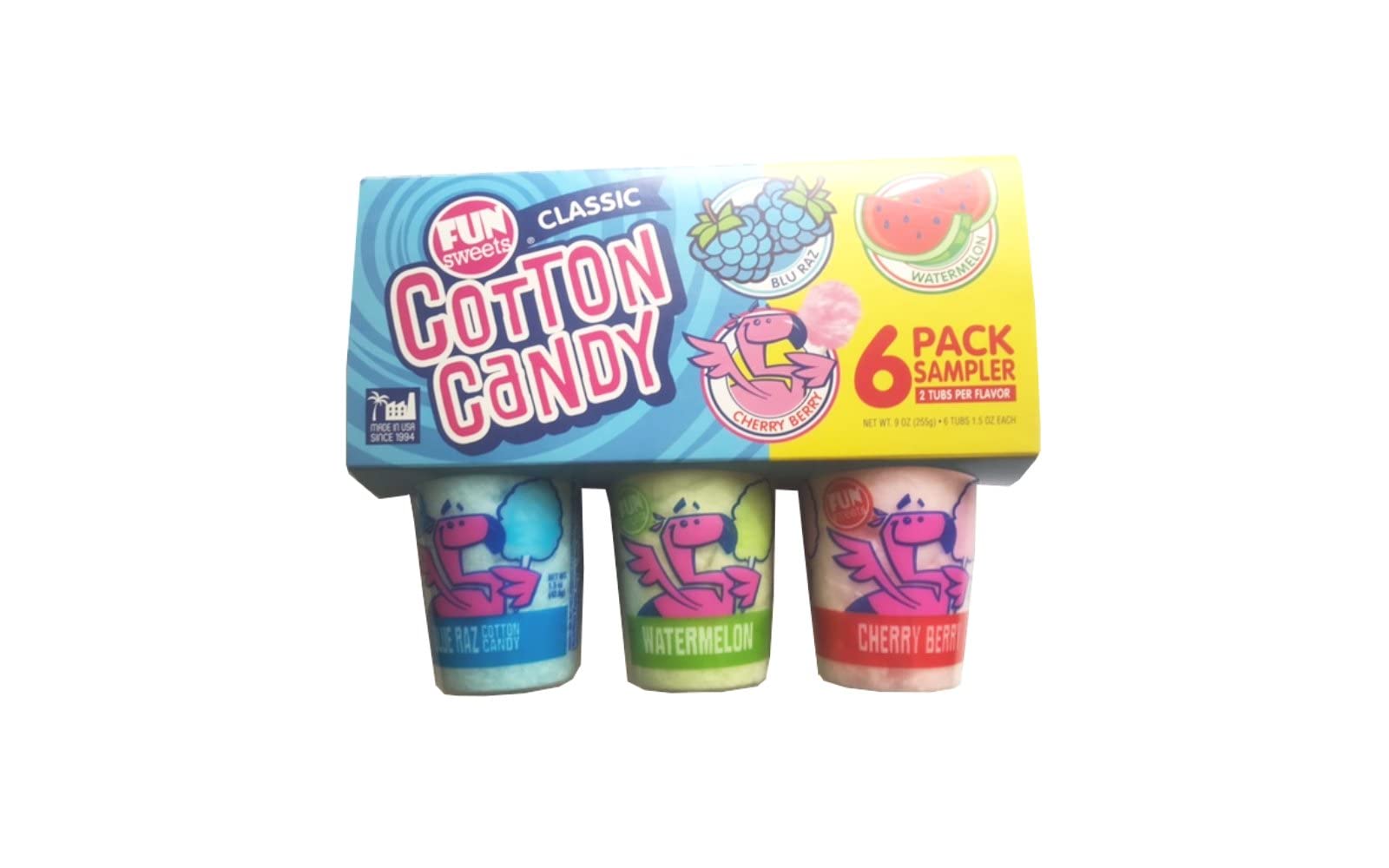 Fun Sweets Classic Cotton Candy - Fluffy Pink & Blue Sweet Treats for Parties, Carnivals & Birthday Celebrations | Bulk Candy for Kids & Adults