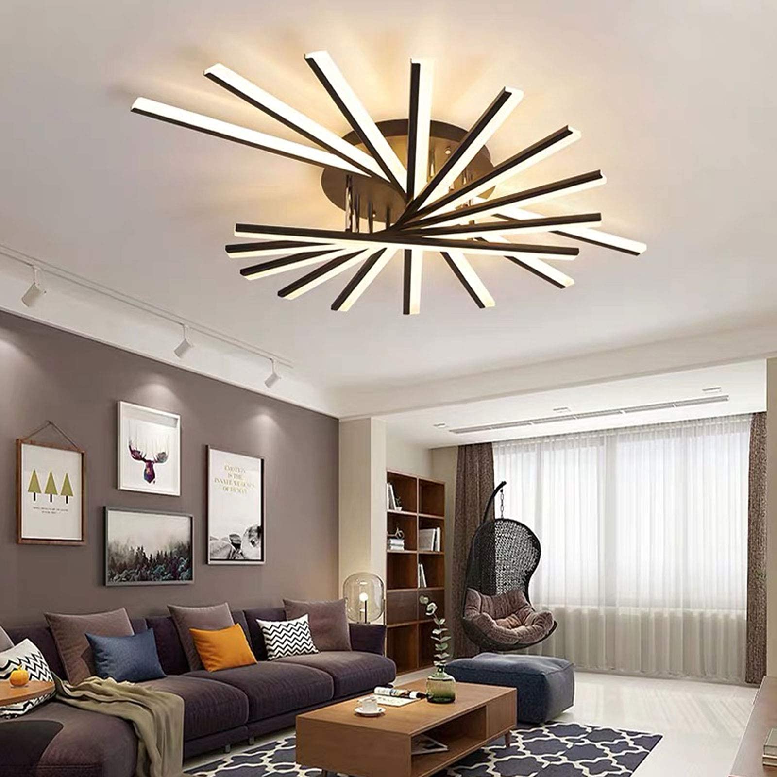 Ganeed Modern LED Flush Mount Ceiling Light - 9-Light Acrylic Chandelier in Cool White 6000K - Energy Efficient Lighting Fixture for Living Room, Bedroom & Dining Room - Perfect for Modern Home Decor and Ambient Lighting