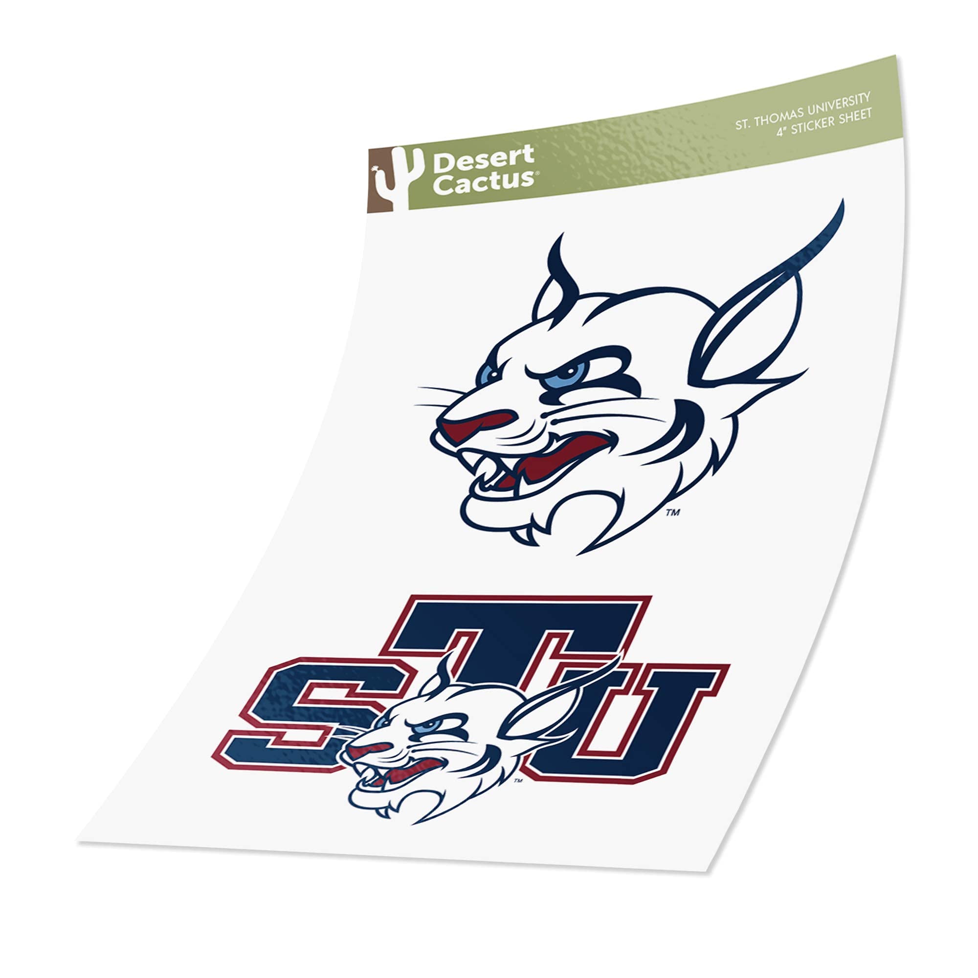 STU Bobcats Vinyl Decal Sticker Set (4 Inch) - Desert Cactus Design for Laptop, Water Bottle, Car & Scrapbook | Perfect for St. Thomas University Fans, School Spirit & College Decor