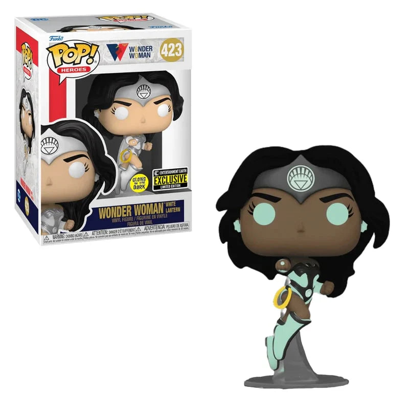 DC Comics Wonder Woman White Lantern Glow in The Dark Pop! Vinyl Figure - 80th Anniversary Collectible - Perfect for Superhero Fans, Home Decor & Gift Giving