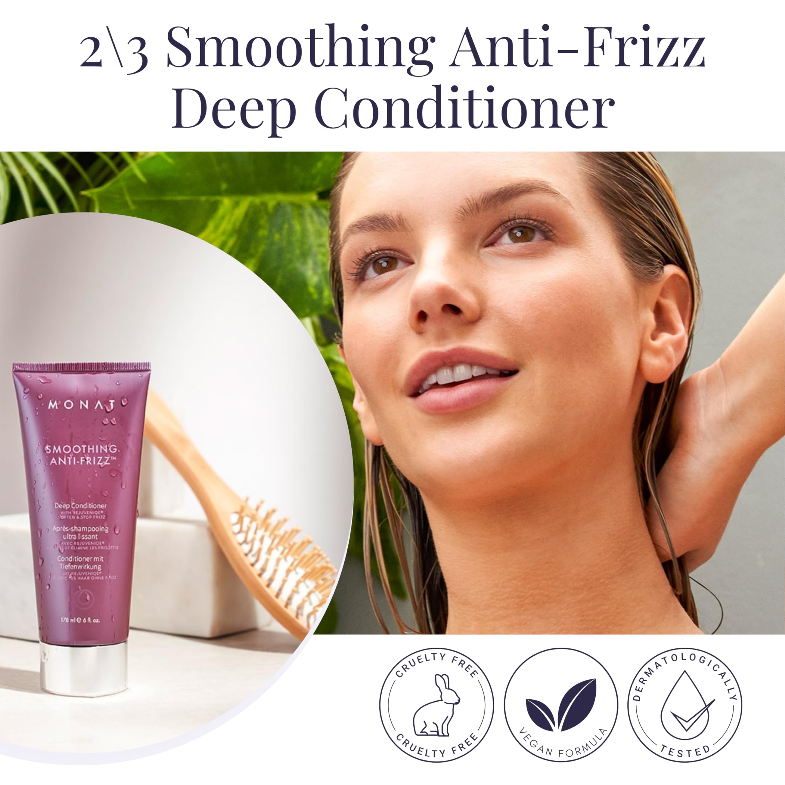MONAT Smoothing Anti-Frizz Hair Care System - Frizz Resistant Shampoo, Conditioner & Styling Spray for Smooth, Shiny Hair - Professional Hair Therapy for Frizz Control & Blowout Styling - Perfect for Daily Use, Salon-Quality Results at Home