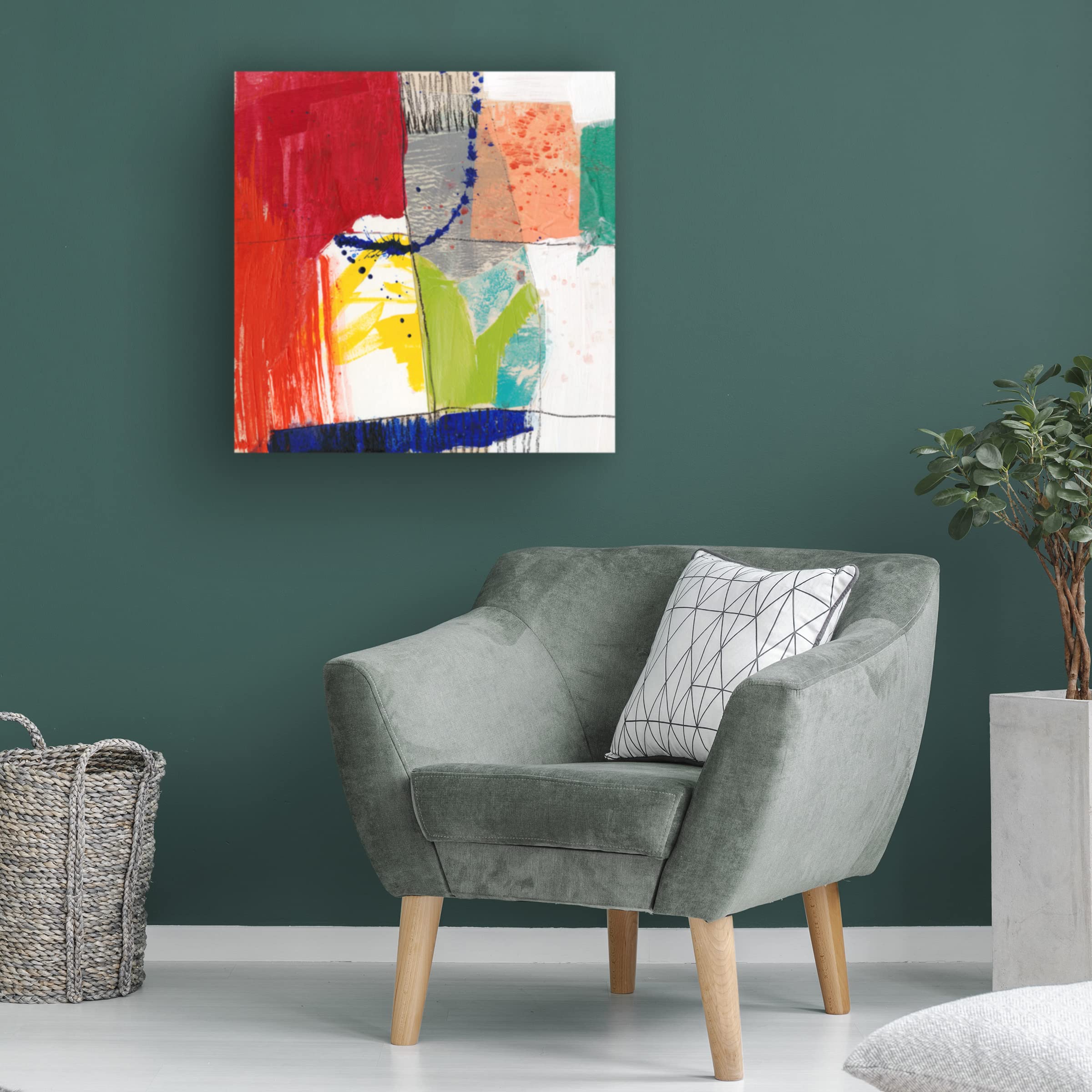 Bright Composition I Canvas Art by Jennifer Goldberger - Modern Abstract Wall Decor for Living Room, Bedroom & Office - Framed Fine Art Print for Home & Commercial Spaces