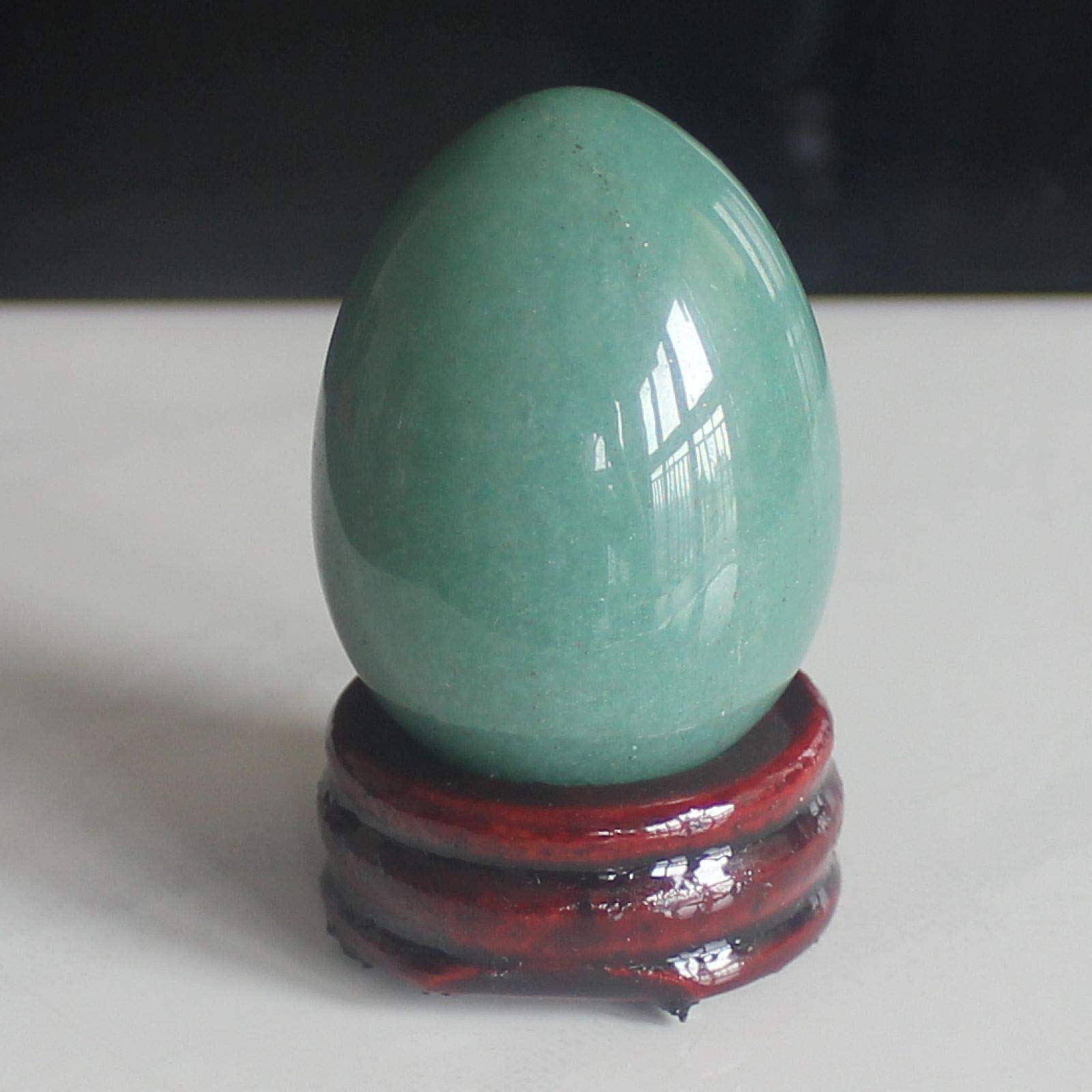 40x30mm Mixed Gemstone Rose Quartz Egg with Wood Stand - Natural Chakra Stone for Reiki Healing, Meditation & Home Decor (Green Aventurine) - Perfect for Yoga Rooms, Spiritual Gifts & Positive Energy Spaces