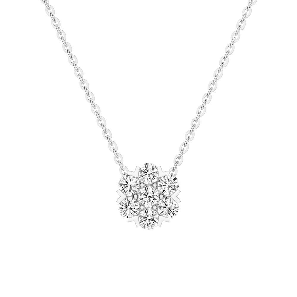 Classic Cluster Flower Moissanite Necklace for Women | Elegant Wedding, Anniversary & Party Jewelry Gift | Dainty Floral Pendant Necklace for Everyday Wear