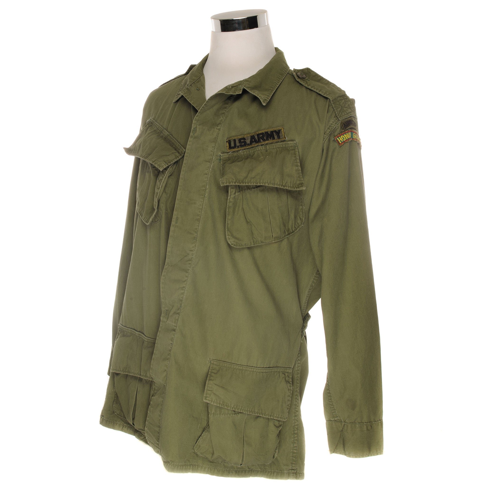 Vintage US Army Tropical Combat Jacket 2nd Pattern 1966 Vietnam War - Size Large Regular with Patches - Military Reenactment, Outdoor Adventure, Collectible Memorabilia