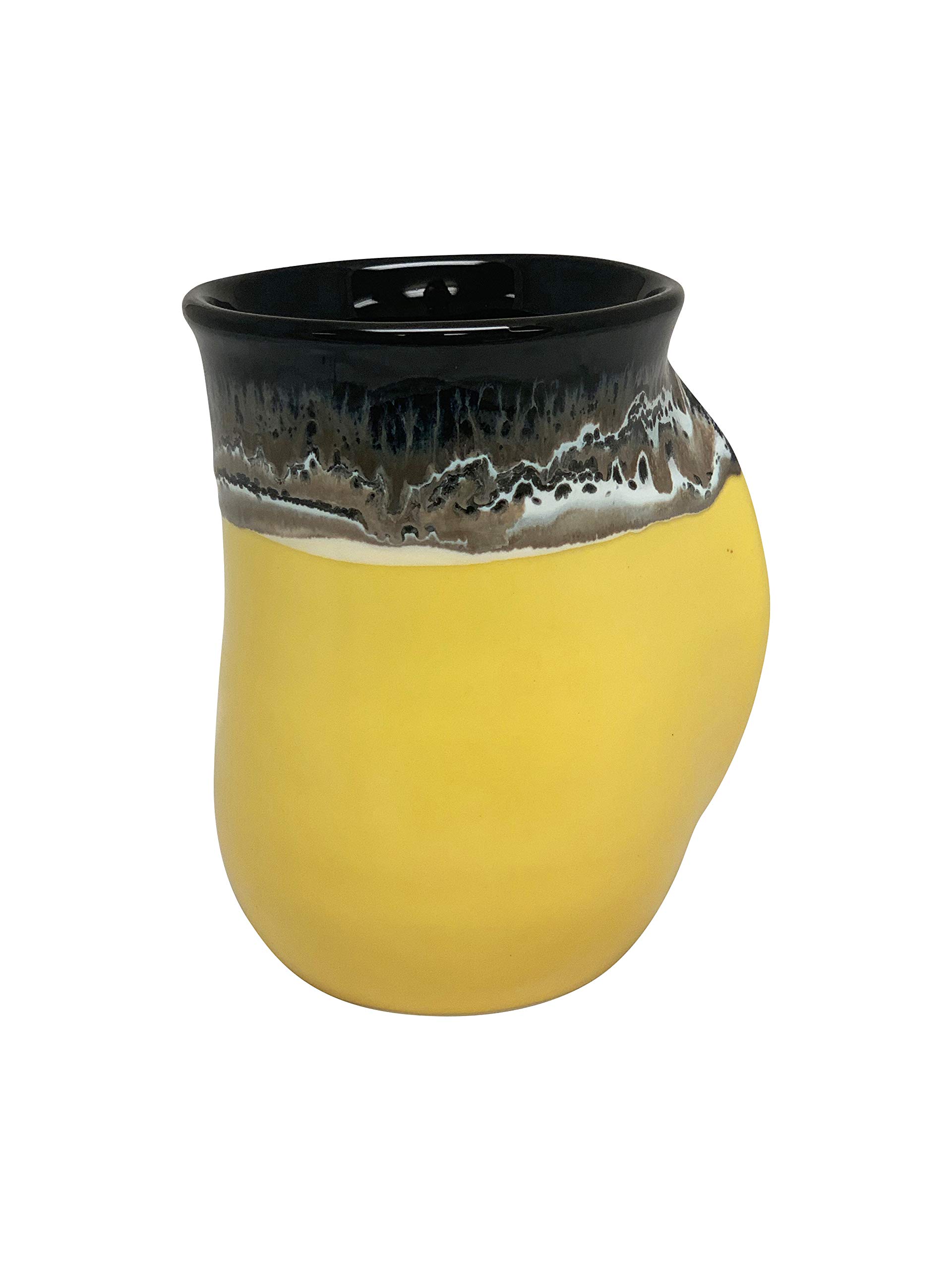 Left-Handed Hand Warmer Mug - Yellow & Black Insulated Coffee Cup for Hot Drinks - Perfect for Office, Travel, and Outdoor Activities