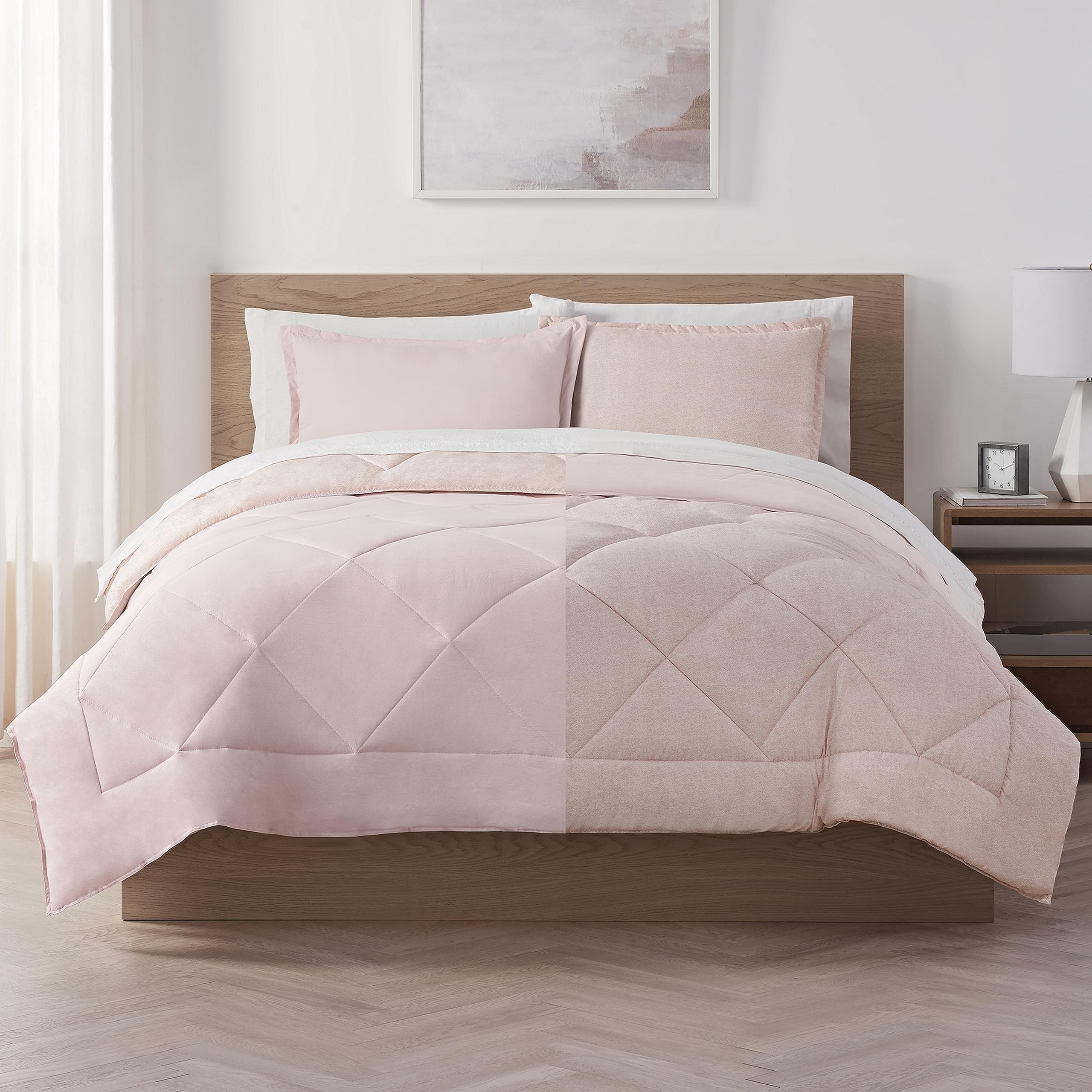 Serta Supersoft Cooling 5-Piece Reversible Comforter Set with Sheets & Pillowcases - All-Season Bedding for Twin/Twin XL Beds in Sepia Rose | Perfect for Hot Sleepers & Cozy Bedroom Decor