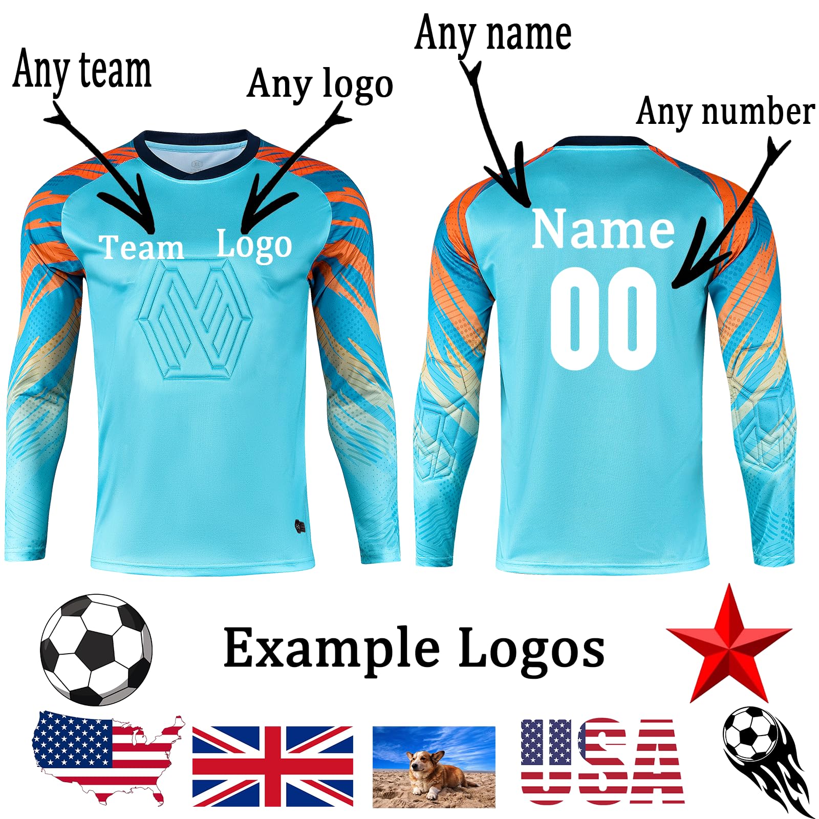 Custom Padded Soccer Goalie Jersey - Personalized Design for Kids & Adults | Durable Goalkeeper Shirt for Training & Matches