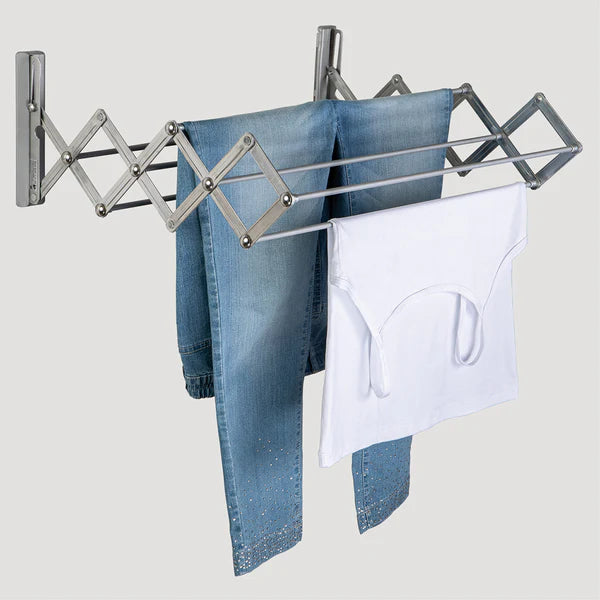 Smart Platinum Clothes Drying Rack - Adjustable Size for Laundry Room, Balcony & Small Spaces - Foldable & Space Saving Design