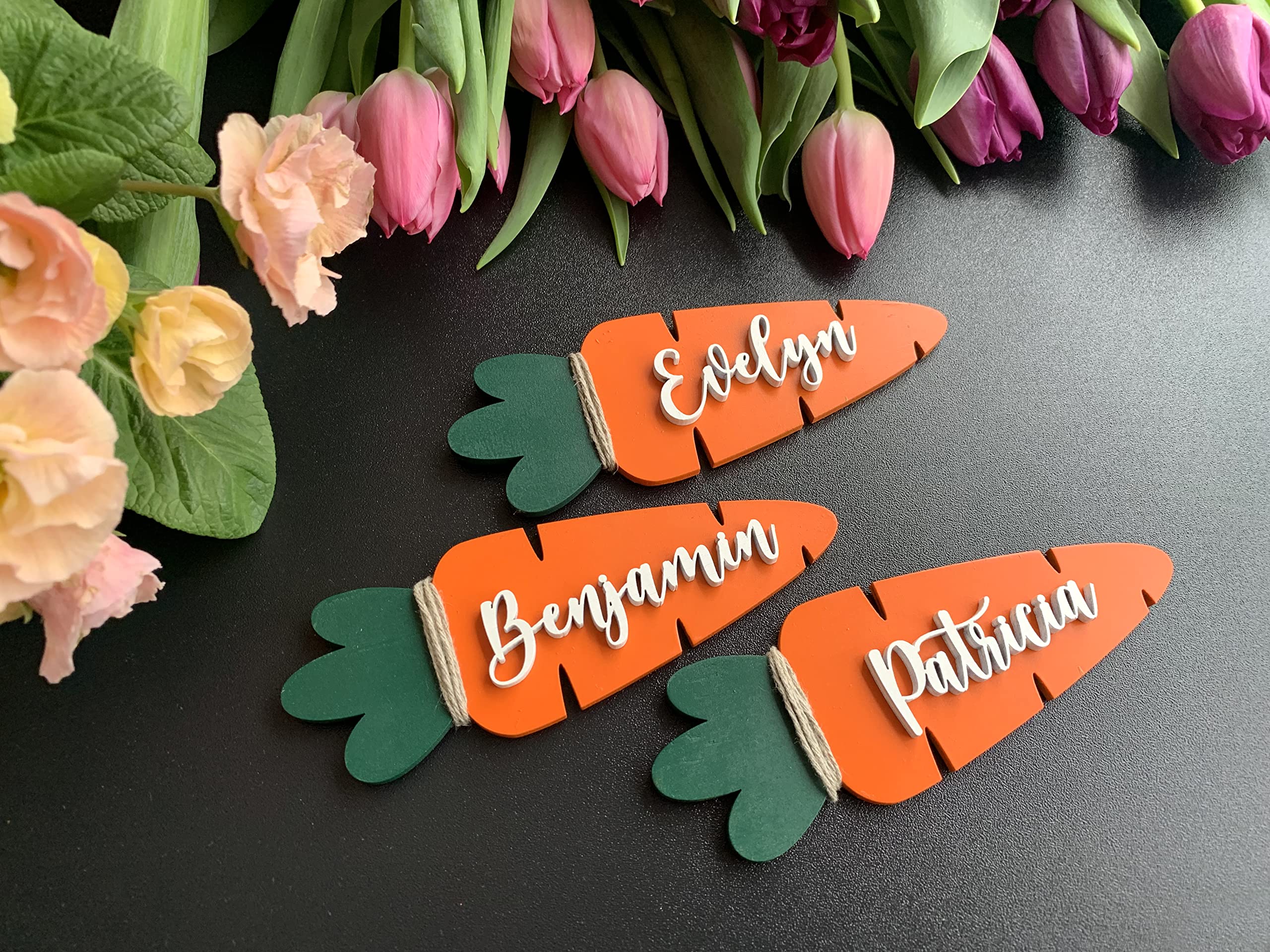 Personalized Easter Basket Tags & Custom Carrot Name Tags - Easter Table Decorations, Gift Tags & Place Cards for Easter Party, Egg Hunt & Spring Celebrations