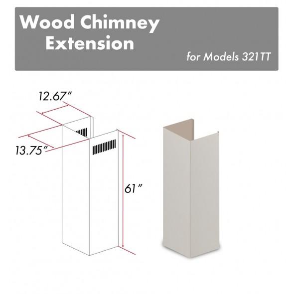 ZLINE 61 Inch Wooden Chimney Extension for Ceilings up to 12.5 Feet - 321TT E Model - Perfect for Kitchen Range Hood Ventilation in High Ceiling Homes