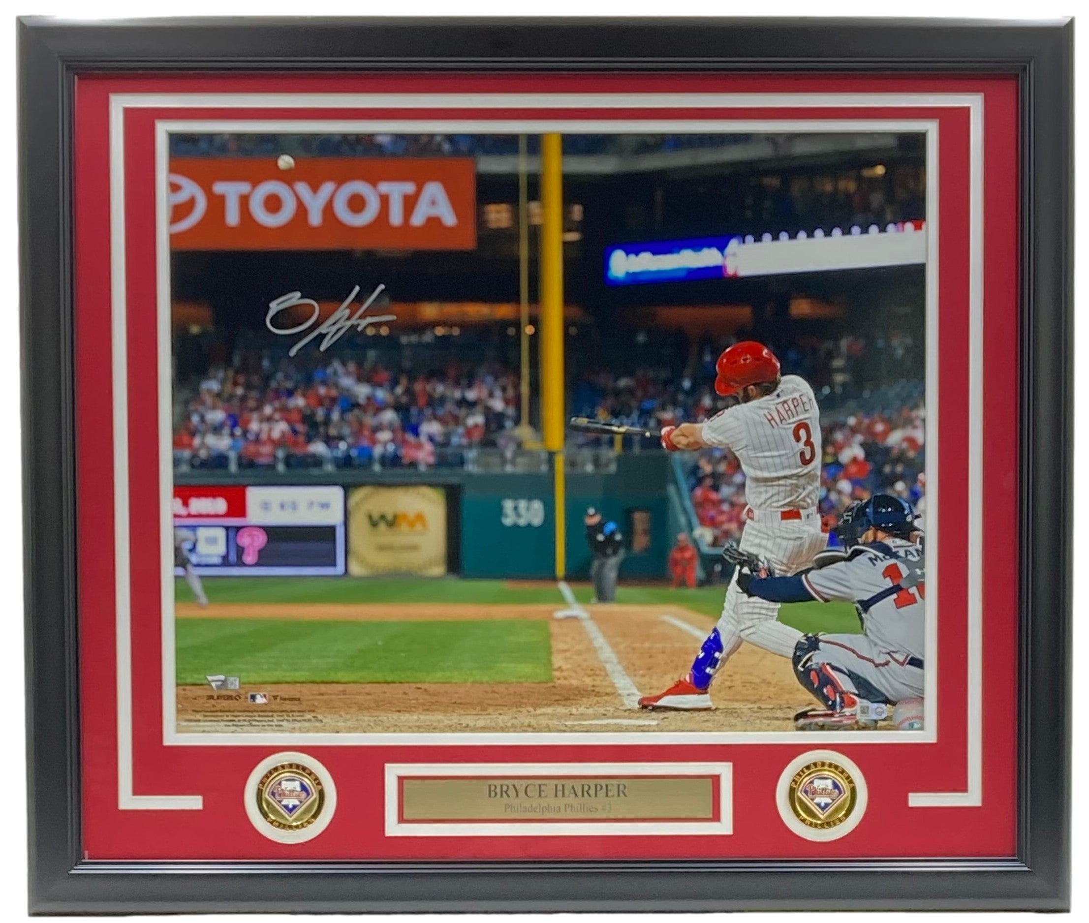 Bryce Harper Autographed Framed 16x20 Philadelphia Phillies Photo - Fanatics MLB Certified Memorabilia - Perfect for Sports Collectors, Man Cave Decor & Gift for Baseball Fans