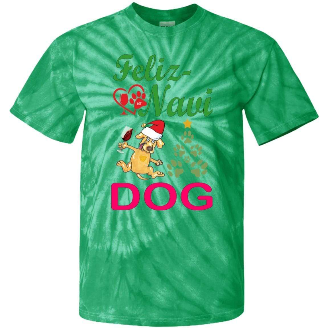 Feliz Navi Dog Tie Dye Youth T-Shirt | Christmas Holiday Graphic Tee for Dogs & Pet Lovers | Perfect for Xmas Parties, Pet Photos & Festive Gifts