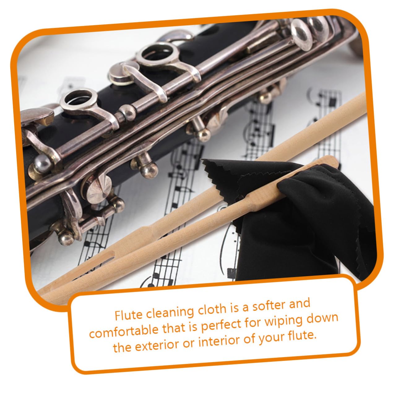 TOYANDONA 2-Piece Flute Cleaning Kit - Flute Cleaning Rod, Swab & Polishing Cloth for Flute Maintenance - Perfect for Musicians, Students & Band Practice