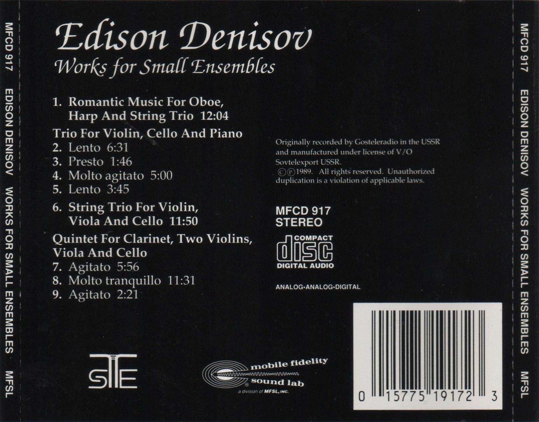 Edison Denisov Chamber Music Collection - Romantic Oboe, Harp & String Trio | Violin Cello Piano Trio | String Trio | Clarinet Quintet - Perfect for Classical Concerts, Music Study & Relaxation