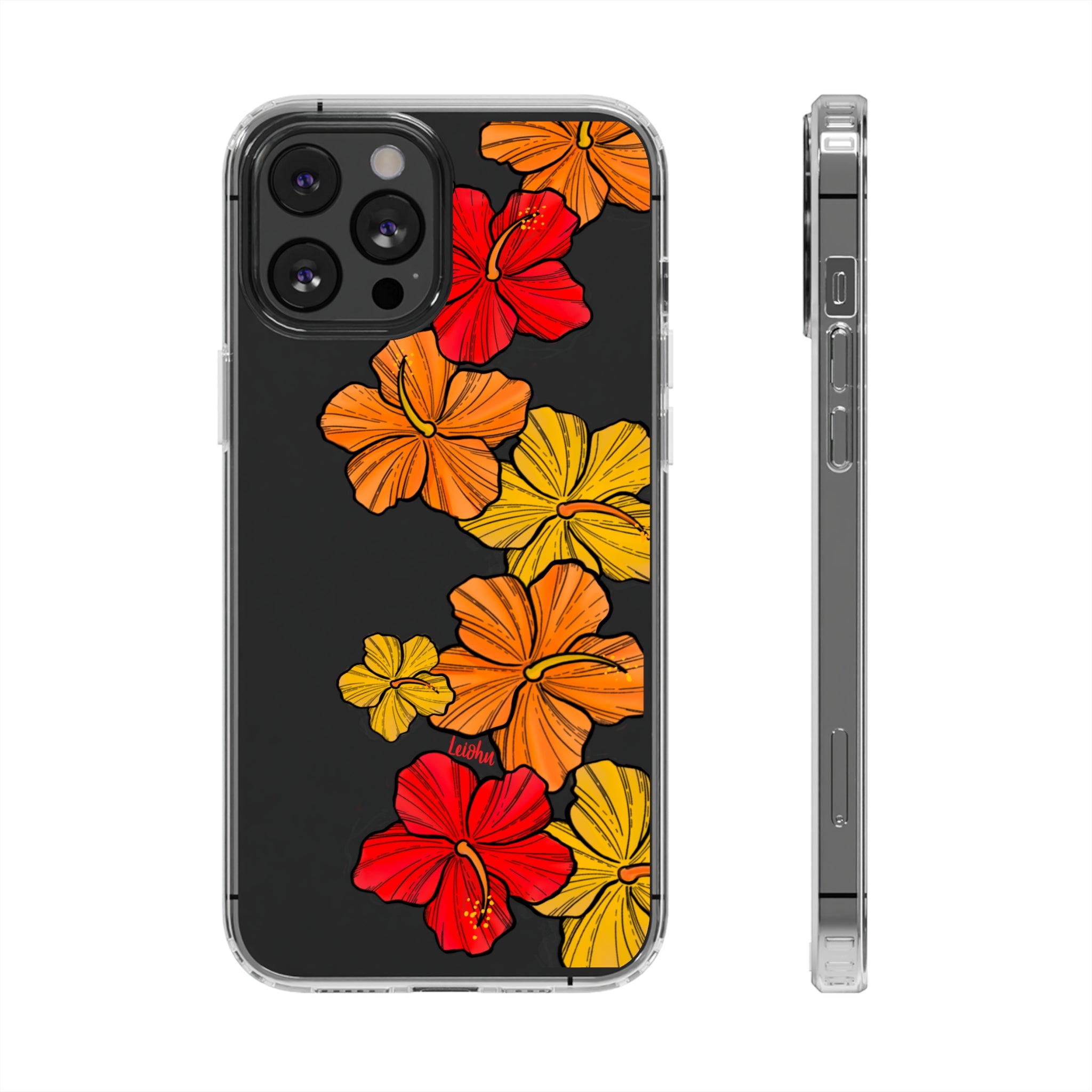 Hibiscus Retro Clear Phone Case - Durable Protective Cover for iPhone & Samsung - Floral Design for Stylish Protection | Perfect for Everyday Use, Travel & Gifting