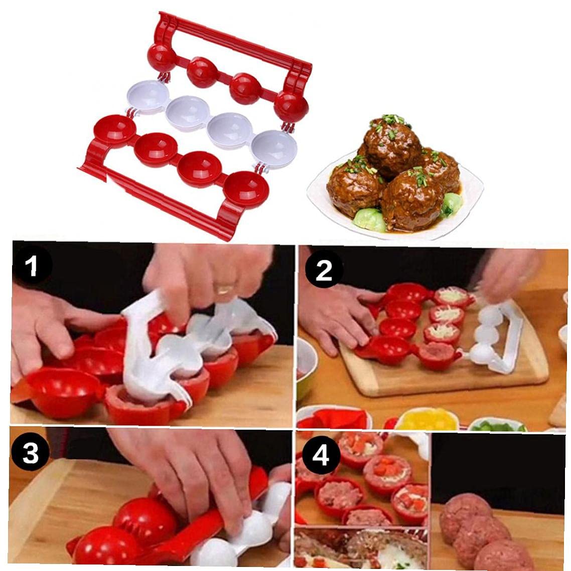 1 Set Plastic Meatball Maker - Fish Ball & Stuffed Meatball Mold - Kitchen Cooking Gadget for Homemade Meatballs, Fish Balls & Dumplings - Perfect for Meal Prep, Party Snacks & Asian Cuisine Cooking