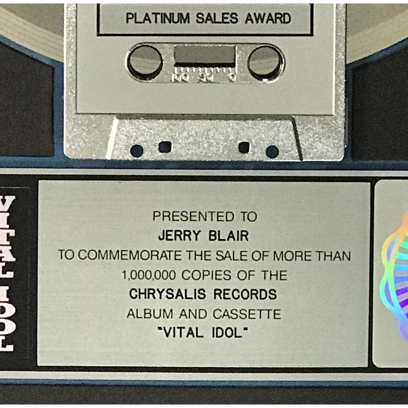 Billy Idol Vital Idol RIAA Platinum Album Award - Official Music Collectible for Fans & Display