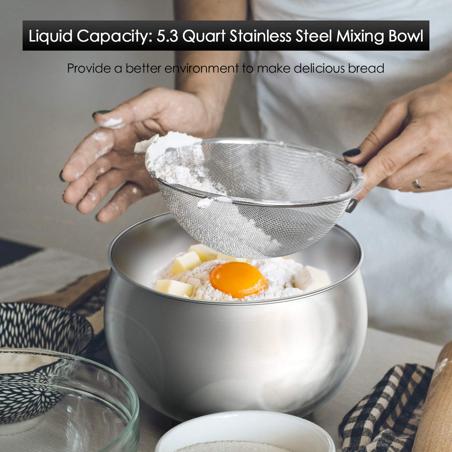 5.3-QT Stand Mixer with LCD Display - 6+ Speed Tilt-Head Electric Kitchen Mixer, Stainless Steel Bowl & Attachments (Dough Hook, Beater, Whisk) - Perfect for Baking Cakes, Cookies, Bread & Pastries
